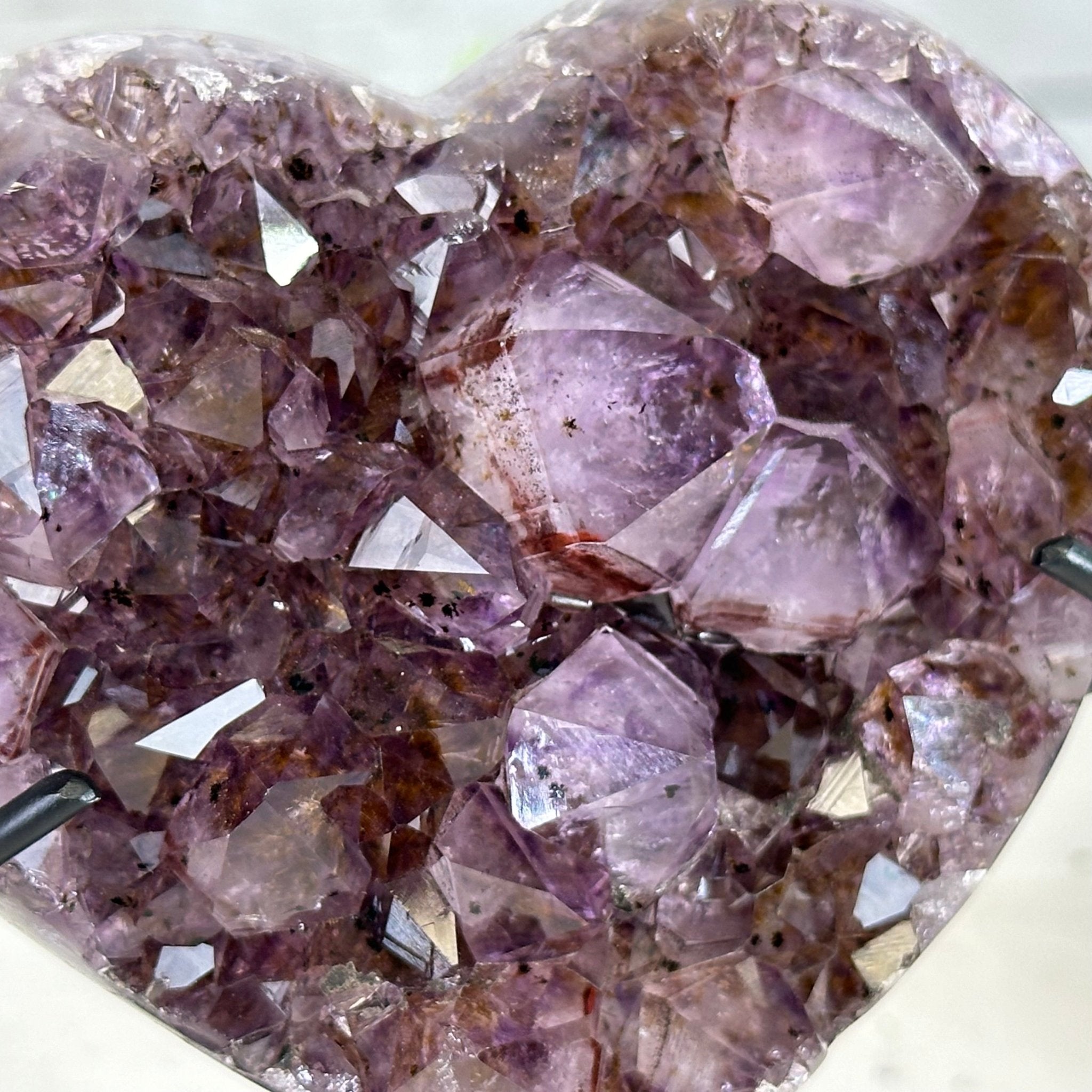 Extra Quality Amethyst Heart Geode w/ metal stand, 1.1 lbs & 3.9" Tall #5463-0295 - Brazil GemsBrazil GemsExtra Quality Amethyst Heart Geode w/ metal stand, 1.1 lbs & 3.9" Tall #5463-0295Hearts5463-0295