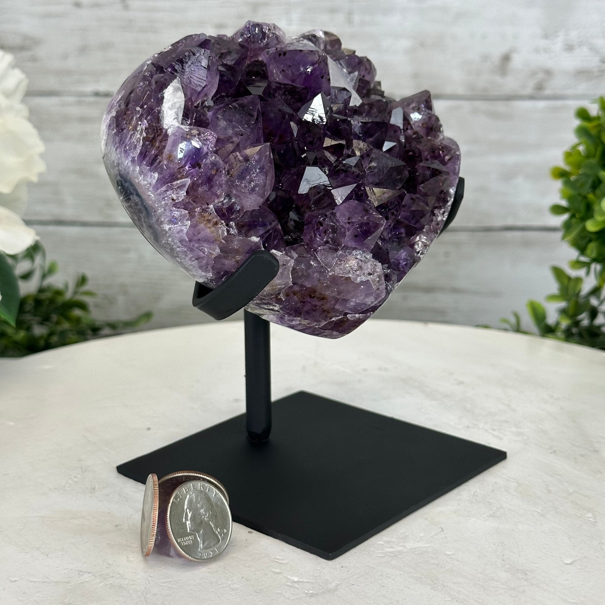Extra Quality Amethyst Heart Geode w/ metal stand, 3.1 lbs & 5.8" Tall #5463-0278 by Brazil Gems - Brazil GemsBrazil GemsExtra Quality Amethyst Heart Geode w/ metal stand, 3.1 lbs & 5.8" Tall #5463-0278 by Brazil GemsHearts5463-0278