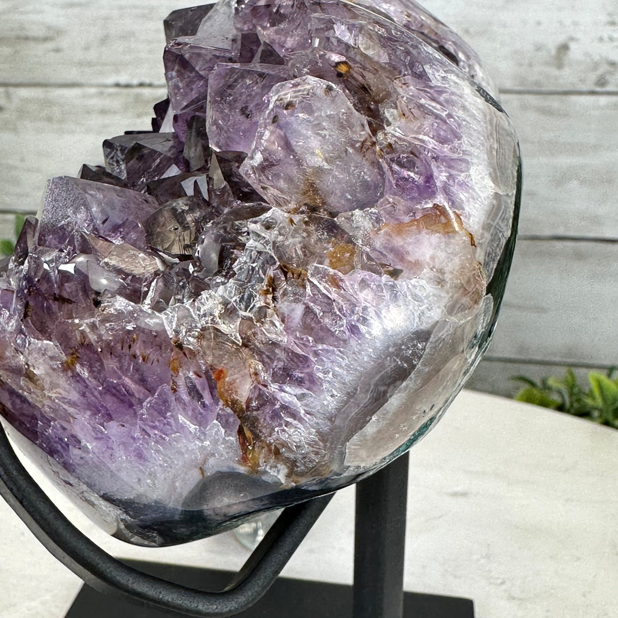 Extra Quality Amethyst Heart Geode w/ metal stand, 3.1 lbs & 5.8" Tall #5463-0278 by Brazil Gems - Brazil GemsBrazil GemsExtra Quality Amethyst Heart Geode w/ metal stand, 3.1 lbs & 5.8" Tall #5463-0278 by Brazil GemsHearts5463-0278