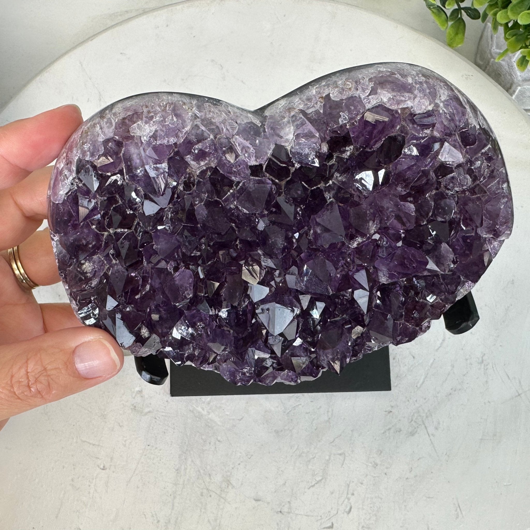 Extra Quality Amethyst Heart Geode w/ metal stand, 3.5 lbs & 6.5" Tall #5463-0281 by Brazil Gems - Brazil GemsBrazil GemsExtra Quality Amethyst Heart Geode w/ metal stand, 3.5 lbs & 6.5" Tall #5463-0281 by Brazil GemsHearts5463-0281