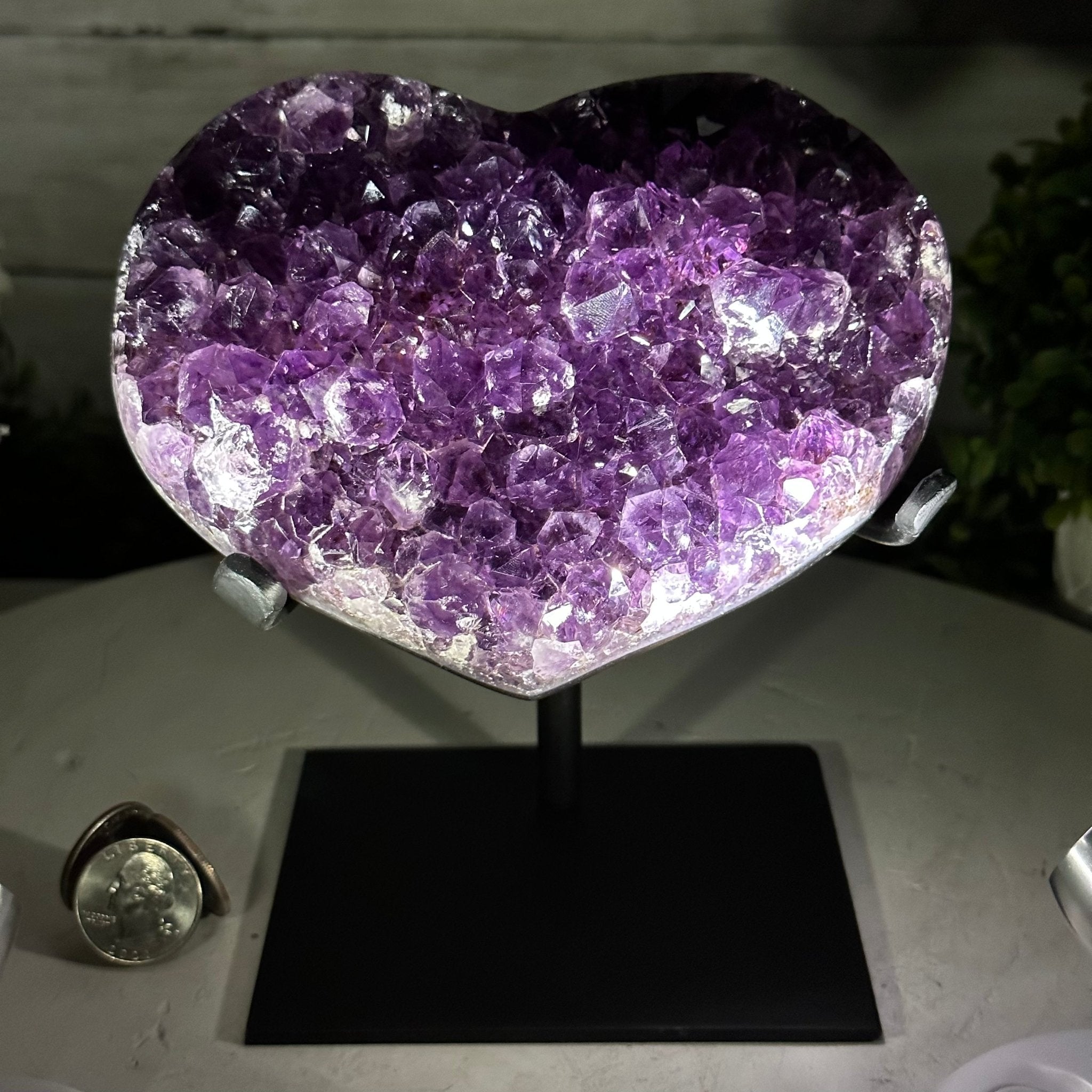 Extra Quality Amethyst Heart Geode w/ metal stand, 3.5 lbs & 6.5" Tall #5463-0281 by Brazil Gems - Brazil GemsBrazil GemsExtra Quality Amethyst Heart Geode w/ metal stand, 3.5 lbs & 6.5" Tall #5463-0281 by Brazil GemsHearts5463-0281
