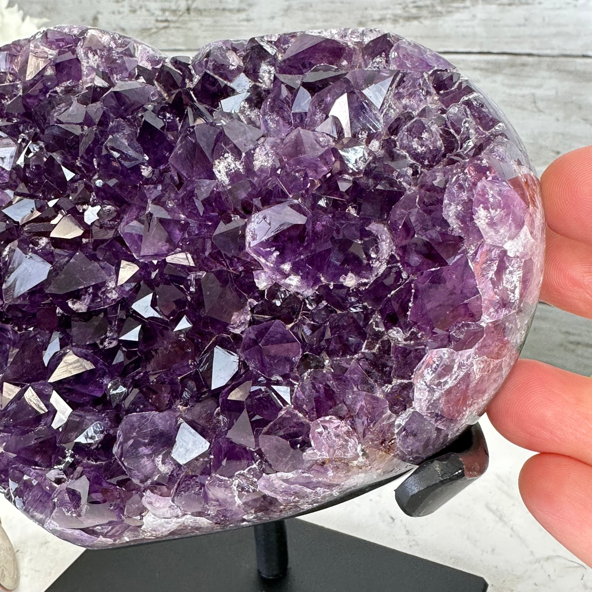 Extra Quality Amethyst Heart Geode w/ metal stand, 3.5 lbs & 6.5" Tall #5463-0281 by Brazil Gems - Brazil GemsBrazil GemsExtra Quality Amethyst Heart Geode w/ metal stand, 3.5 lbs & 6.5" Tall #5463-0281 by Brazil GemsHearts5463-0281