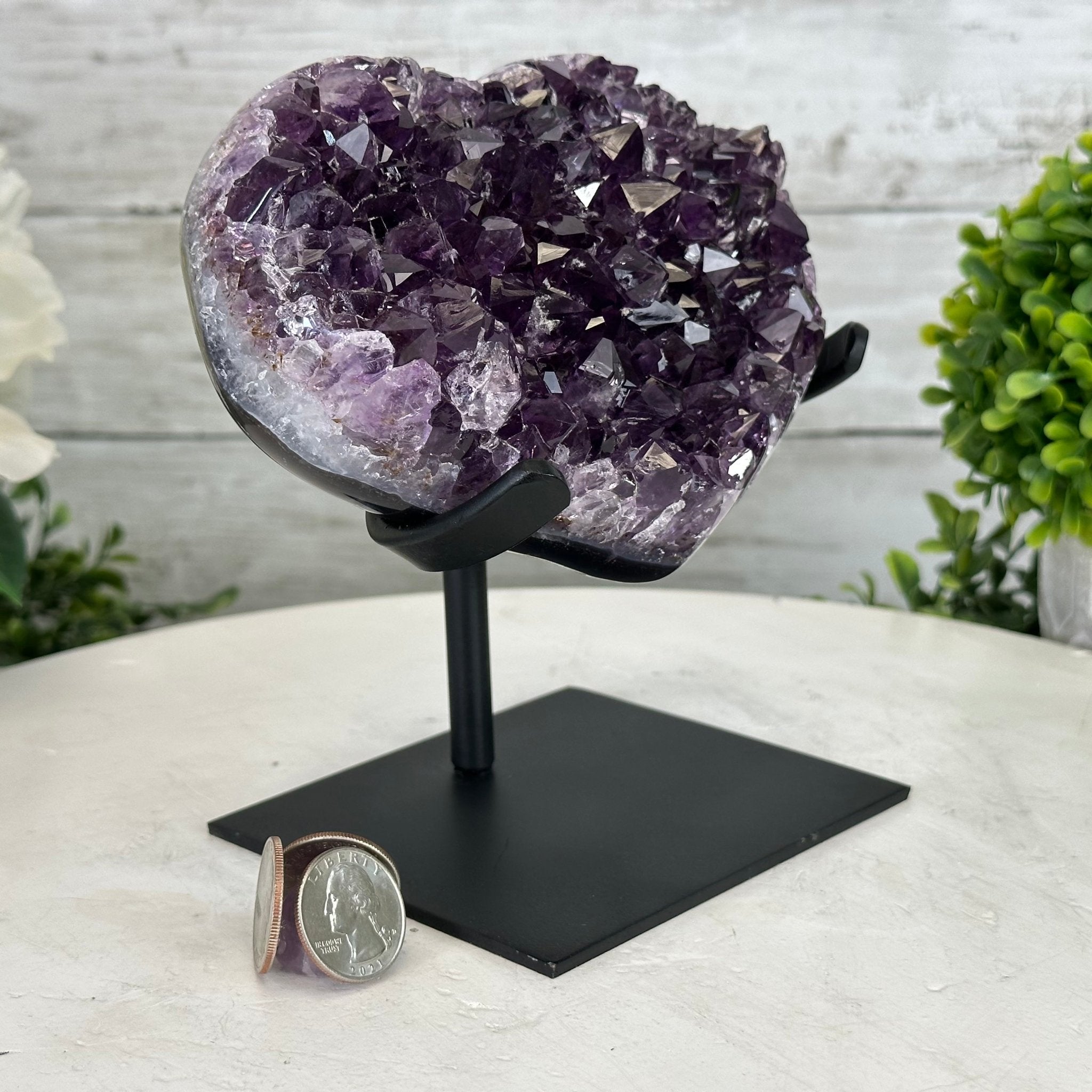 Extra Quality Amethyst Heart Geode w/ metal stand, 3.5 lbs & 6.5" Tall #5463-0281 by Brazil Gems - Brazil GemsBrazil GemsExtra Quality Amethyst Heart Geode w/ metal stand, 3.5 lbs & 6.5" Tall #5463-0281 by Brazil GemsHearts5463-0281