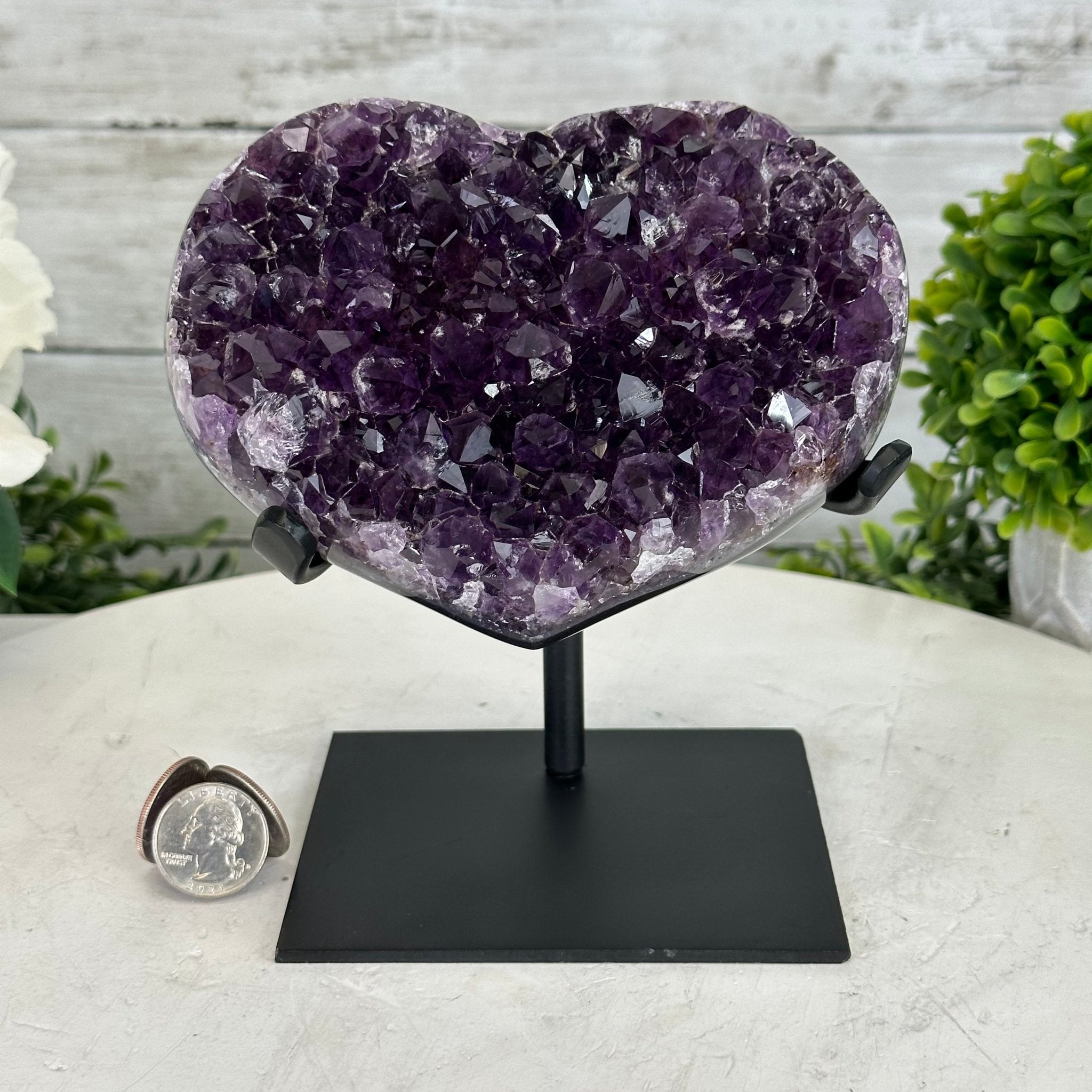 Extra Quality Amethyst Heart Geode w/ metal stand, 3.5 lbs & 6.5" Tall #5463-0281 by Brazil Gems - Brazil GemsBrazil GemsExtra Quality Amethyst Heart Geode w/ metal stand, 3.5 lbs & 6.5" Tall #5463-0281 by Brazil GemsHearts5463-0281