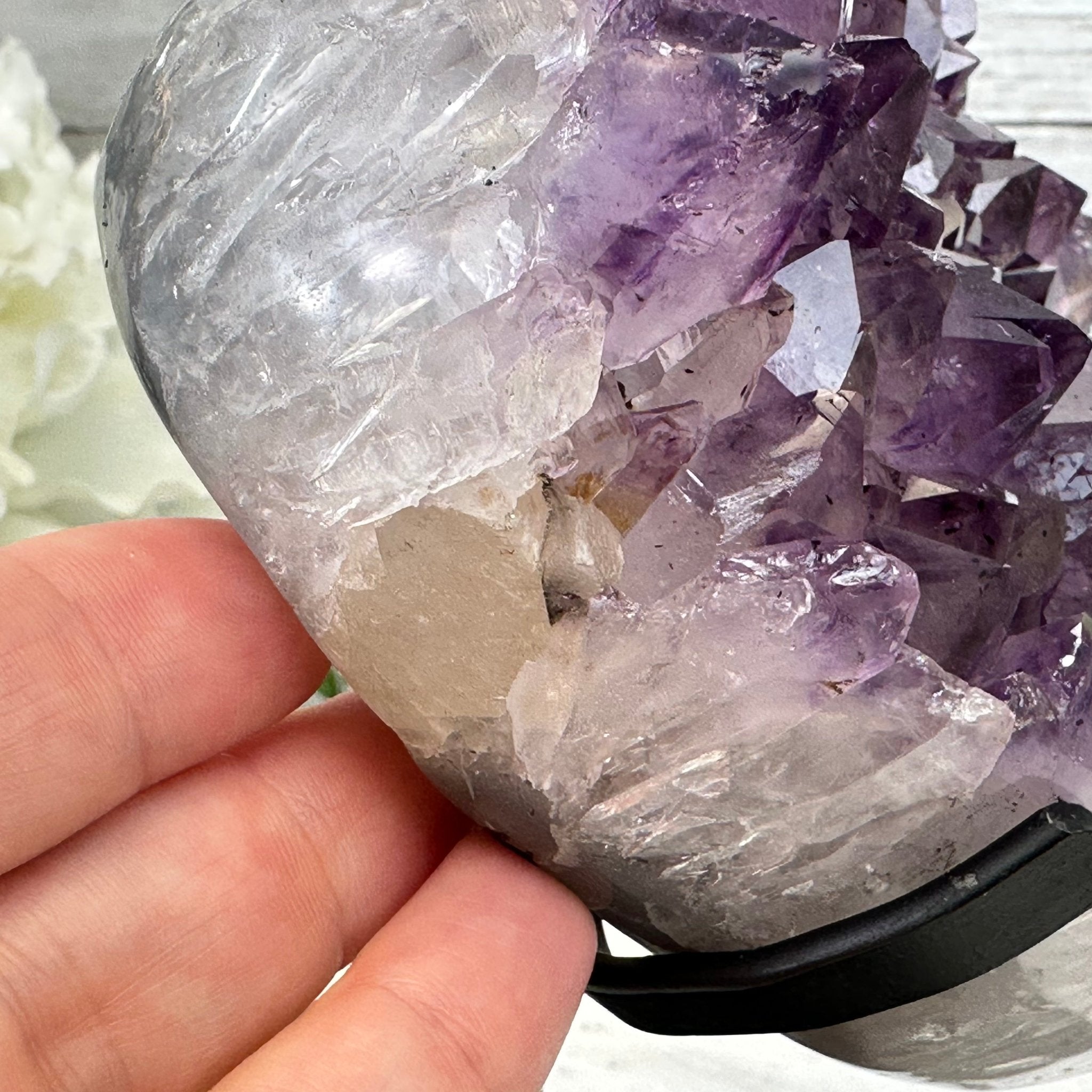 Extra Quality Amethyst Heart Geode w/ metal stand, 4.1 lbs & 6.2" Tall #5463-0285 by Brazil Gems - Brazil GemsBrazil GemsExtra Quality Amethyst Heart Geode w/ metal stand, 4.1 lbs & 6.2" Tall #5463-0285 by Brazil GemsHearts5463-0285