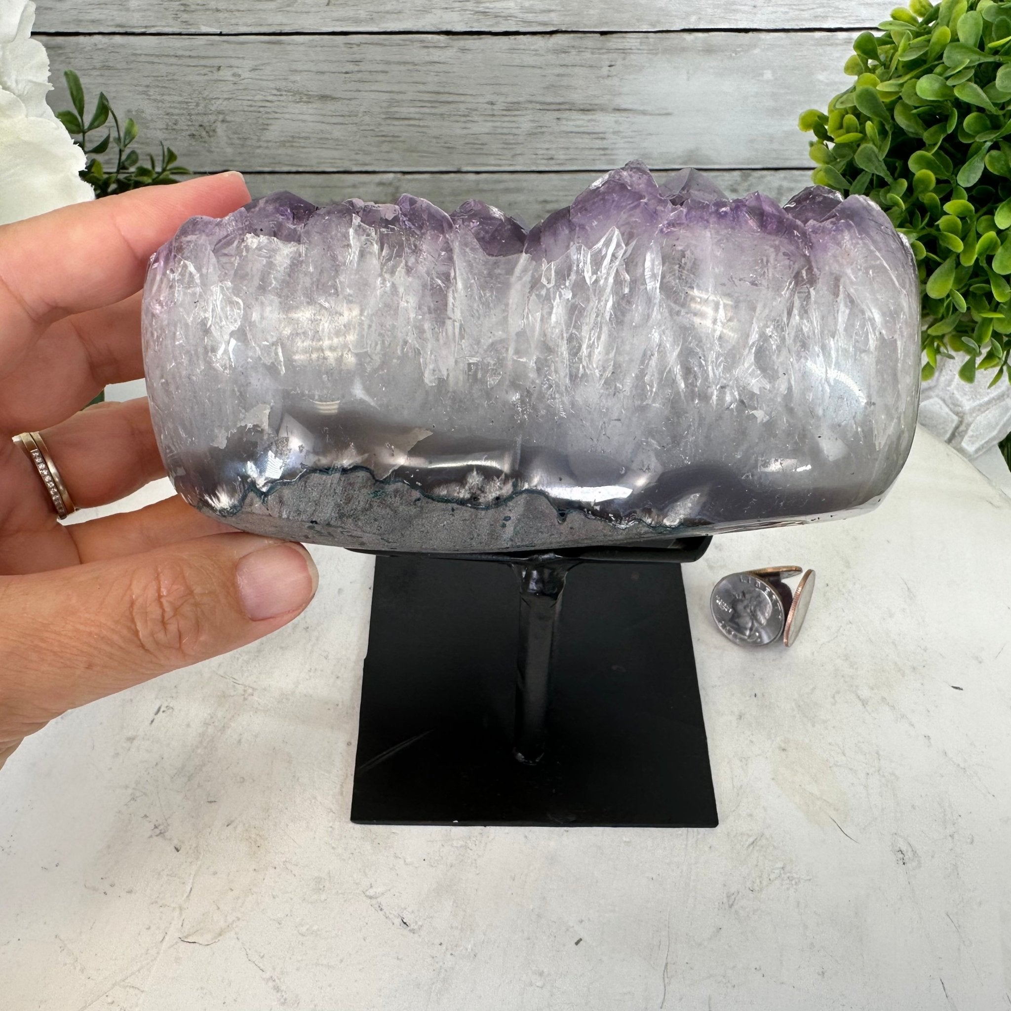 Extra Quality Amethyst Heart Geode w/ metal stand, 4.1 lbs & 6.2" Tall #5463-0285 by Brazil Gems - Brazil GemsBrazil GemsExtra Quality Amethyst Heart Geode w/ metal stand, 4.1 lbs & 6.2" Tall #5463-0285 by Brazil GemsHearts5463-0285
