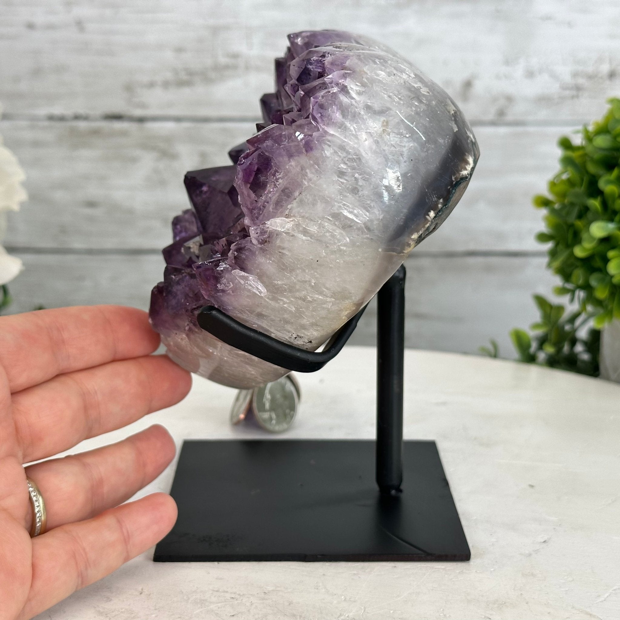 Extra Quality Amethyst Heart Geode w/ metal stand, 4.1 lbs & 6.2" Tall #5463-0285 by Brazil Gems - Brazil GemsBrazil GemsExtra Quality Amethyst Heart Geode w/ metal stand, 4.1 lbs & 6.2" Tall #5463-0285 by Brazil GemsHearts5463-0285