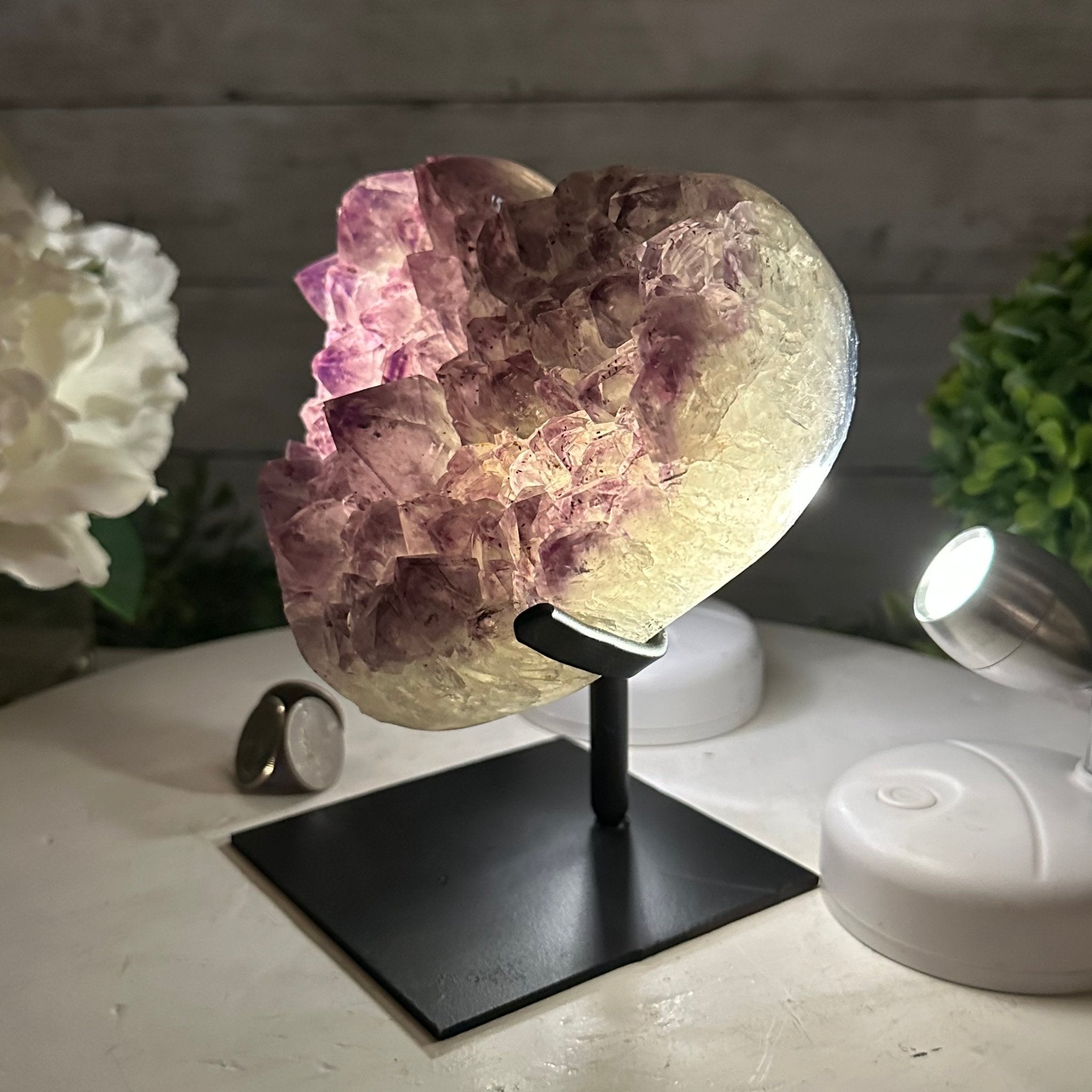 Extra Quality Amethyst Heart Geode w/ metal stand, 4.1 lbs & 6.2" Tall #5463-0285 by Brazil Gems - Brazil GemsBrazil GemsExtra Quality Amethyst Heart Geode w/ metal stand, 4.1 lbs & 6.2" Tall #5463-0285 by Brazil GemsHearts5463-0285