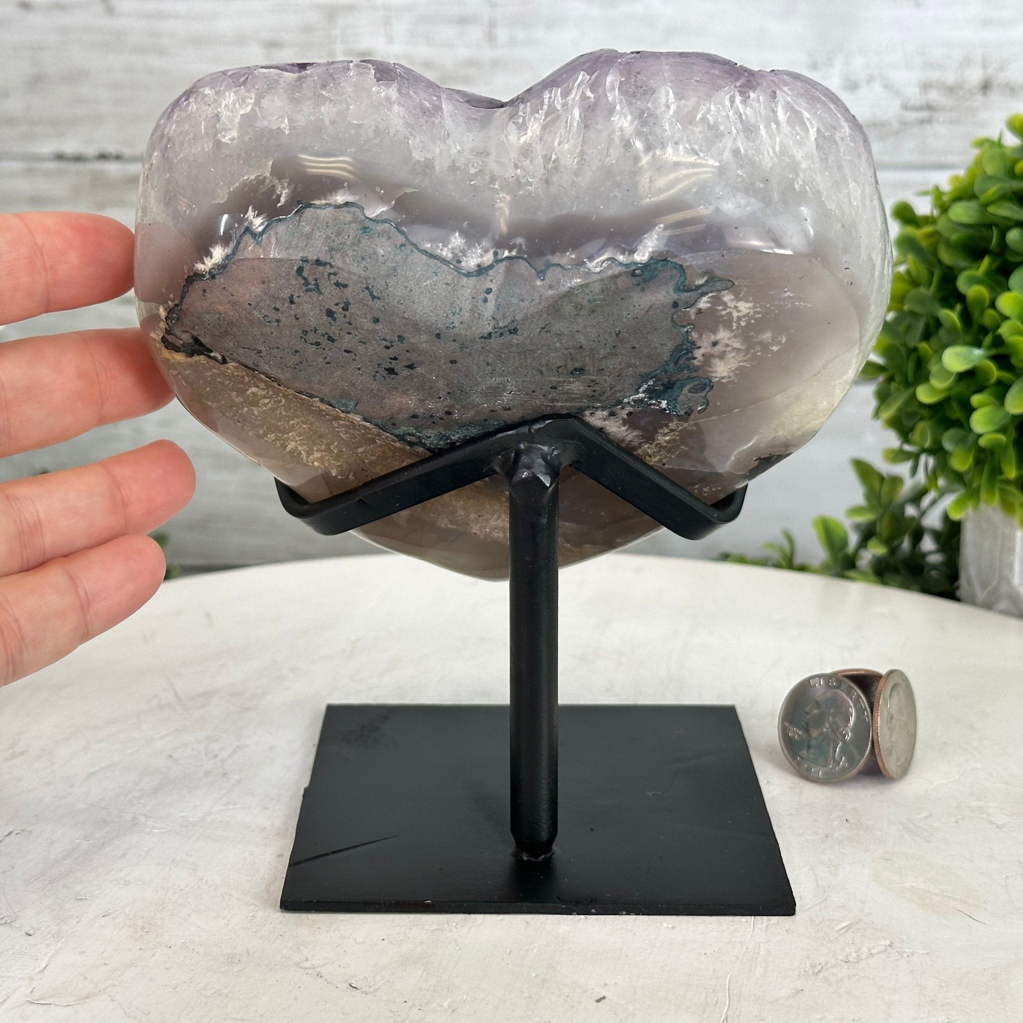 Extra Quality Amethyst Heart Geode w/ metal stand, 4.1 lbs & 6.2" Tall #5463-0285 by Brazil Gems - Brazil GemsBrazil GemsExtra Quality Amethyst Heart Geode w/ metal stand, 4.1 lbs & 6.2" Tall #5463-0285 by Brazil GemsHearts5463-0285