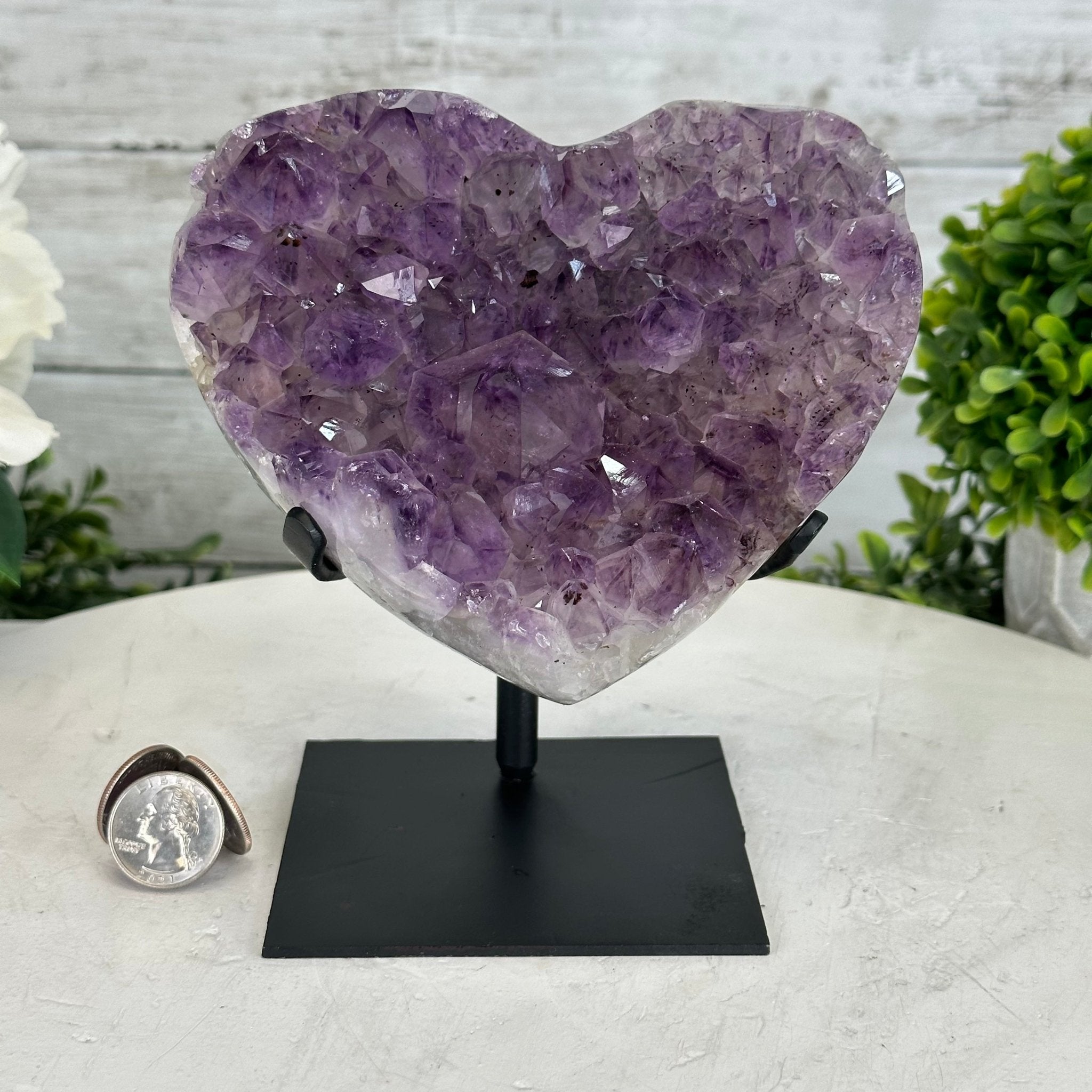 Extra Quality Amethyst Heart Geode w/ metal stand, 4.1 lbs & 6.2" Tall #5463-0285 by Brazil Gems - Brazil GemsBrazil GemsExtra Quality Amethyst Heart Geode w/ metal stand, 4.1 lbs & 6.2" Tall #5463-0285 by Brazil GemsHearts5463-0285