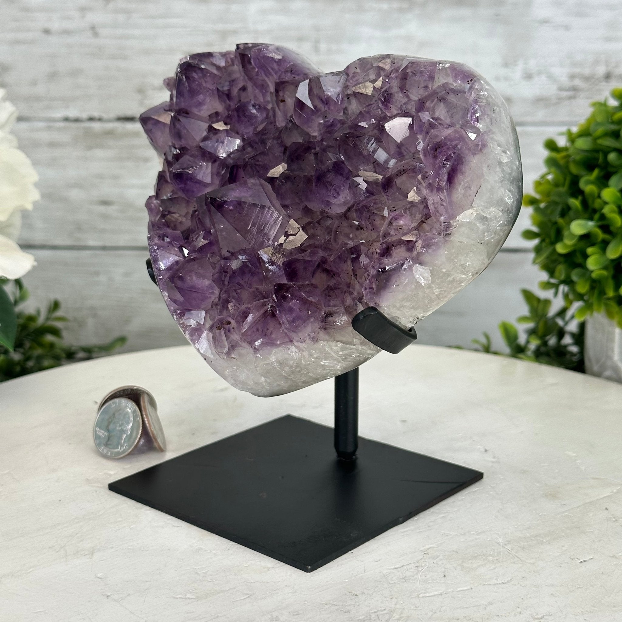 Extra Quality Amethyst Heart Geode w/ metal stand, 4.1 lbs & 6.2" Tall #5463-0285 by Brazil Gems - Brazil GemsBrazil GemsExtra Quality Amethyst Heart Geode w/ metal stand, 4.1 lbs & 6.2" Tall #5463-0285 by Brazil GemsHearts5463-0285