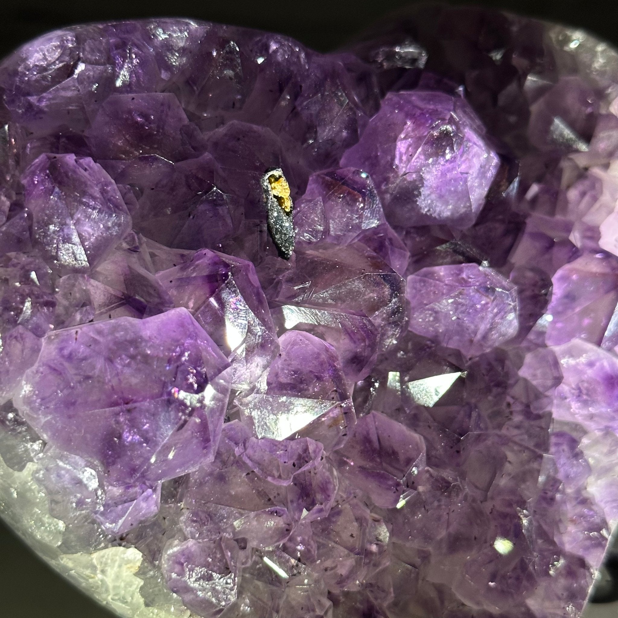 Extra Quality Amethyst Heart Geode w/ metal stand, 4.6 lbs & 6" Tall #5463-0287 by Brazil Gems - Brazil GemsBrazil GemsExtra Quality Amethyst Heart Geode w/ metal stand, 4.6 lbs & 6" Tall #5463-0287 by Brazil GemsHearts5463-0287