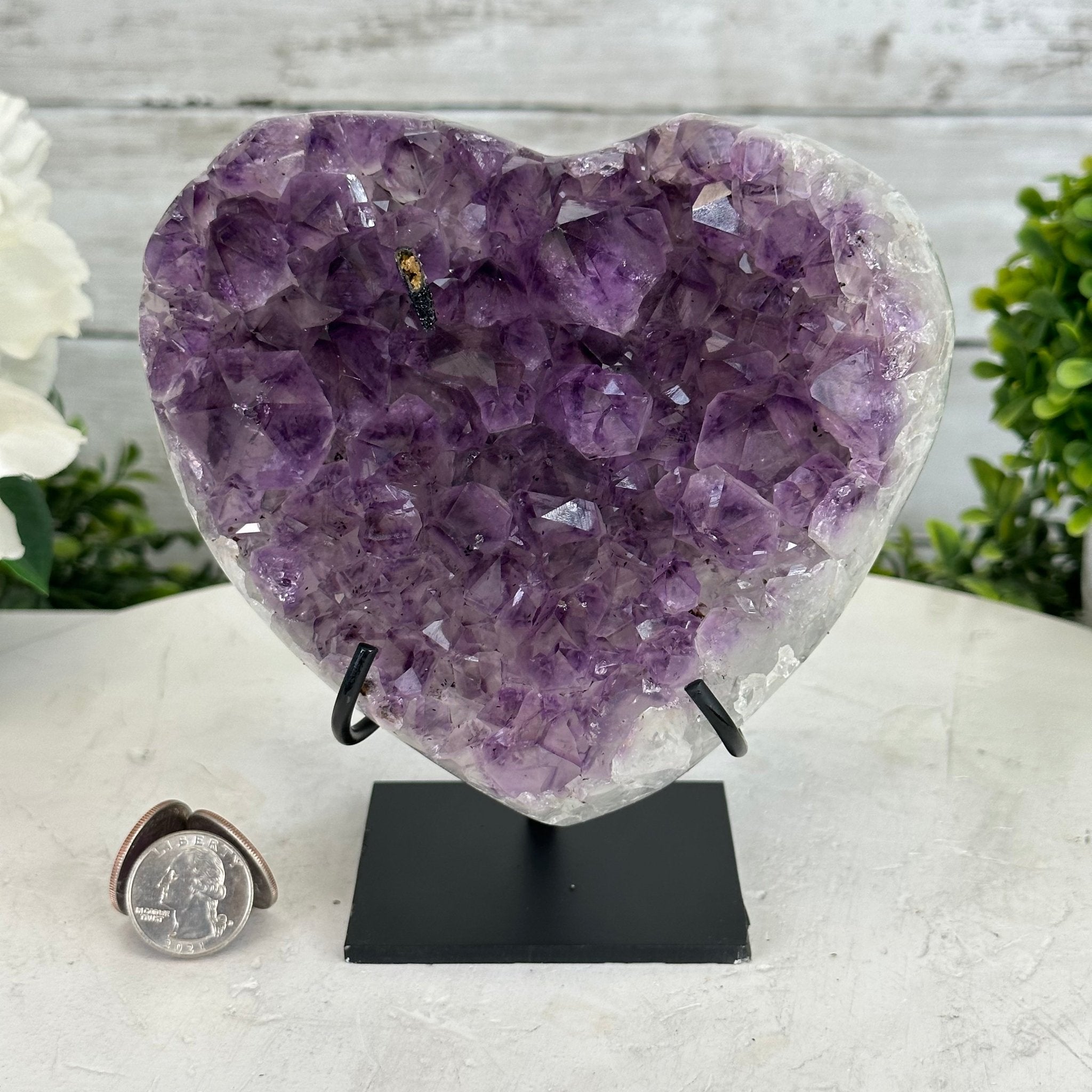 Extra Quality Amethyst Heart Geode w/ metal stand, 4.6 lbs & 6" Tall #5463-0287 by Brazil Gems - Brazil GemsBrazil GemsExtra Quality Amethyst Heart Geode w/ metal stand, 4.6 lbs & 6" Tall #5463-0287 by Brazil GemsHearts5463-0287