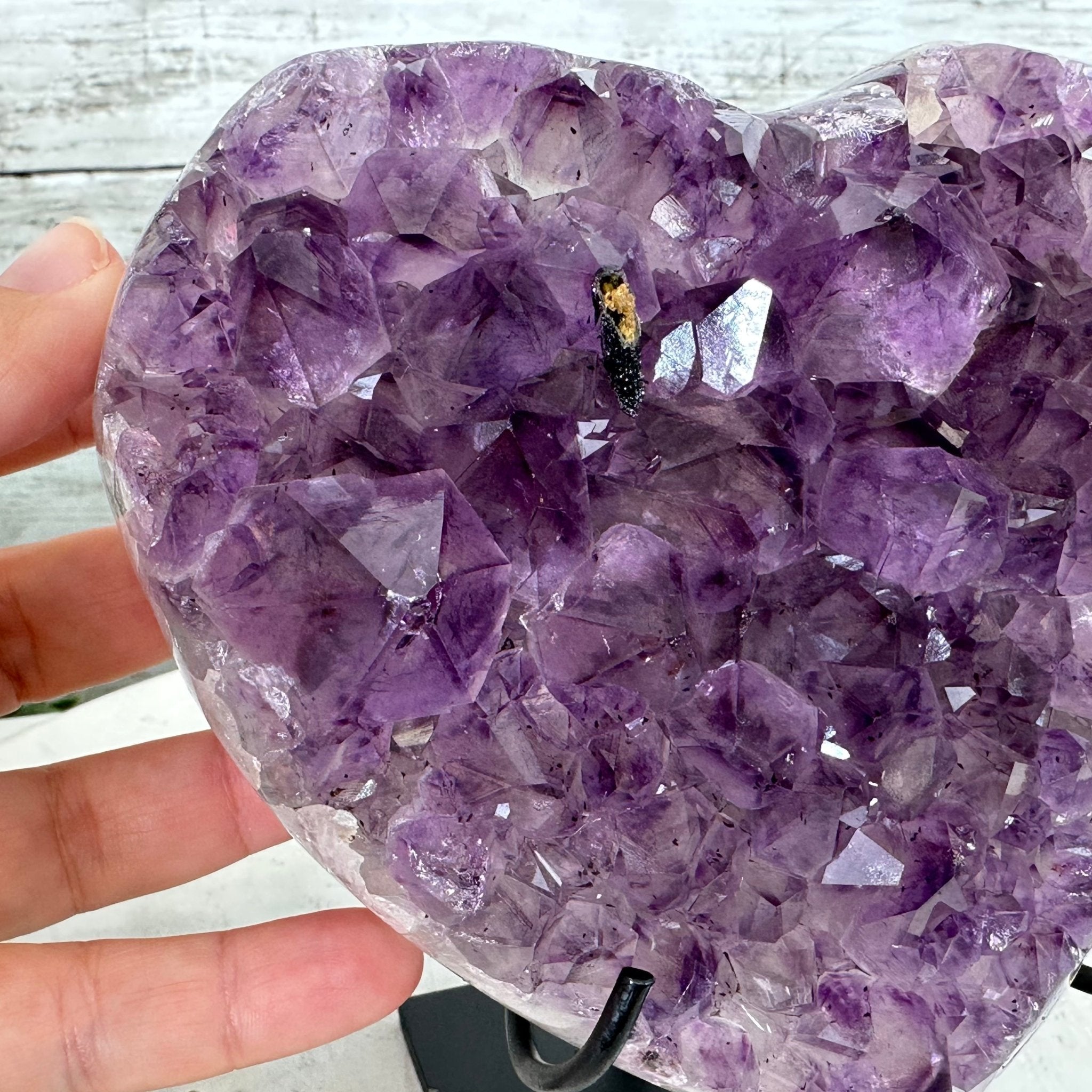 Extra Quality Amethyst Heart Geode w/ metal stand, 4.6 lbs & 6" Tall #5463-0287 by Brazil Gems - Brazil GemsBrazil GemsExtra Quality Amethyst Heart Geode w/ metal stand, 4.6 lbs & 6" Tall #5463-0287 by Brazil GemsHearts5463-0287