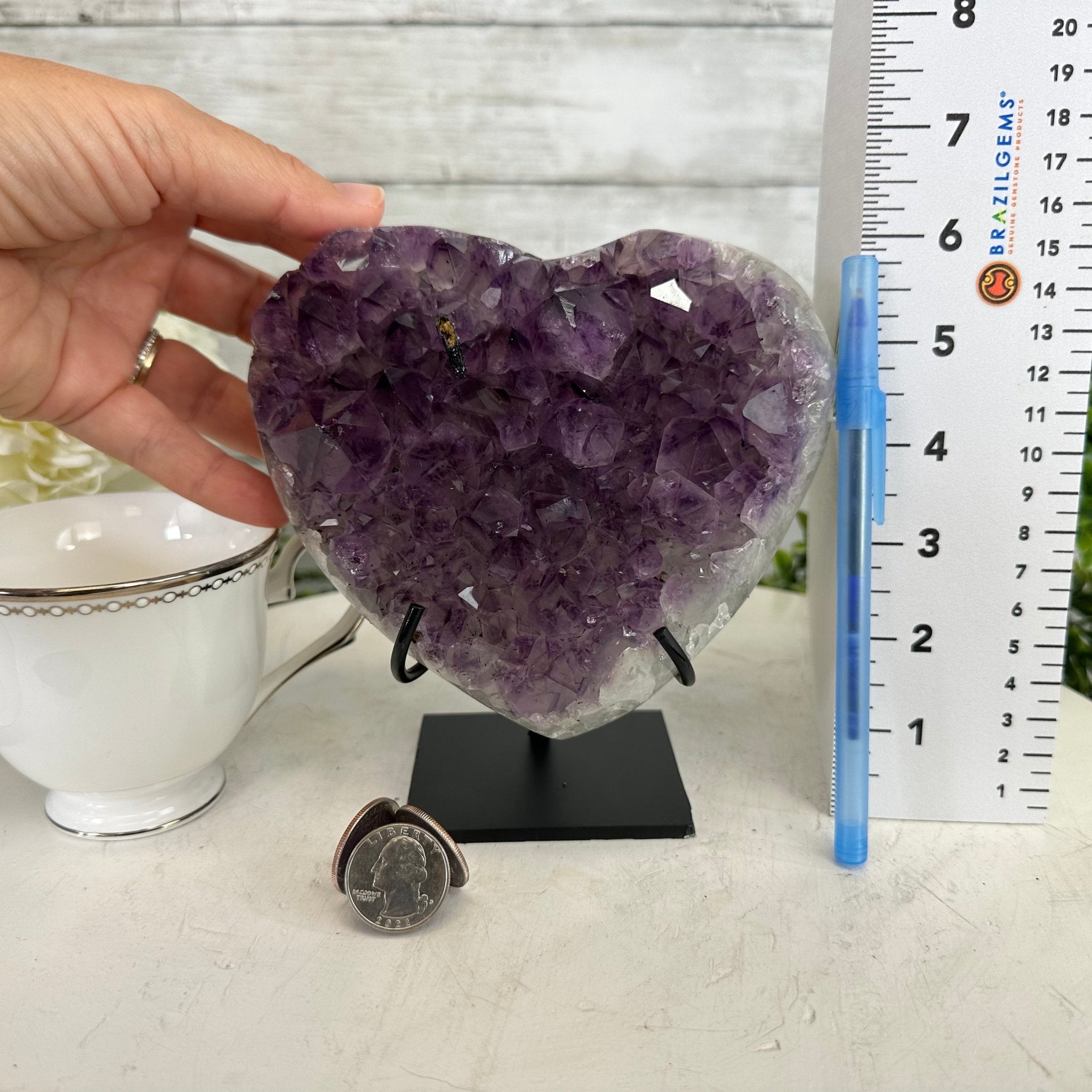 Extra Quality Amethyst Heart Geode w/ metal stand, 4.6 lbs & 6" Tall #5463-0287 by Brazil Gems - Brazil GemsBrazil GemsExtra Quality Amethyst Heart Geode w/ metal stand, 4.6 lbs & 6" Tall #5463-0287 by Brazil GemsHearts5463-0287