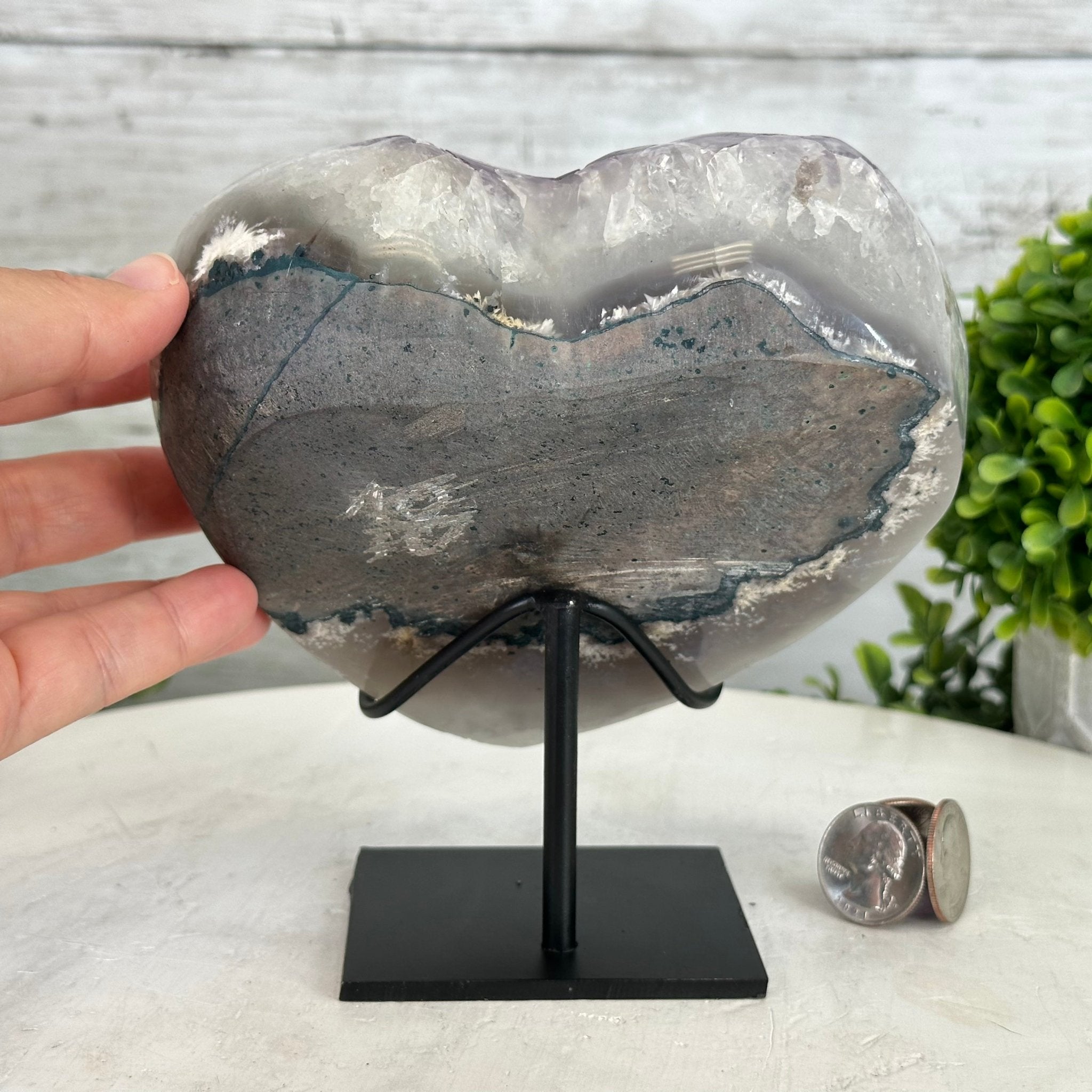 Extra Quality Amethyst Heart Geode w/ metal stand, 4.6 lbs & 6" Tall #5463-0287 by Brazil Gems - Brazil GemsBrazil GemsExtra Quality Amethyst Heart Geode w/ metal stand, 4.6 lbs & 6" Tall #5463-0287 by Brazil GemsHearts5463-0287