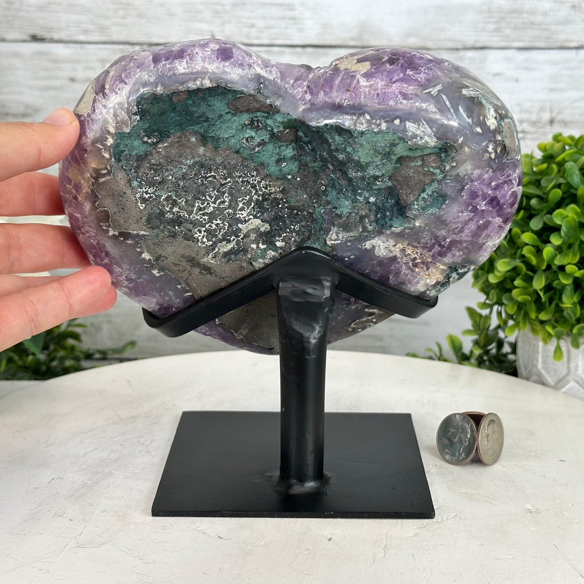 Extra Quality Amethyst Heart Geode w/ metal stand, 7.1 lbs & 8" Tall #5463-0292 - Brazil GemsBrazil GemsExtra Quality Amethyst Heart Geode w/ metal stand, 7.1 lbs & 8" Tall #5463-0292Hearts5463-0292