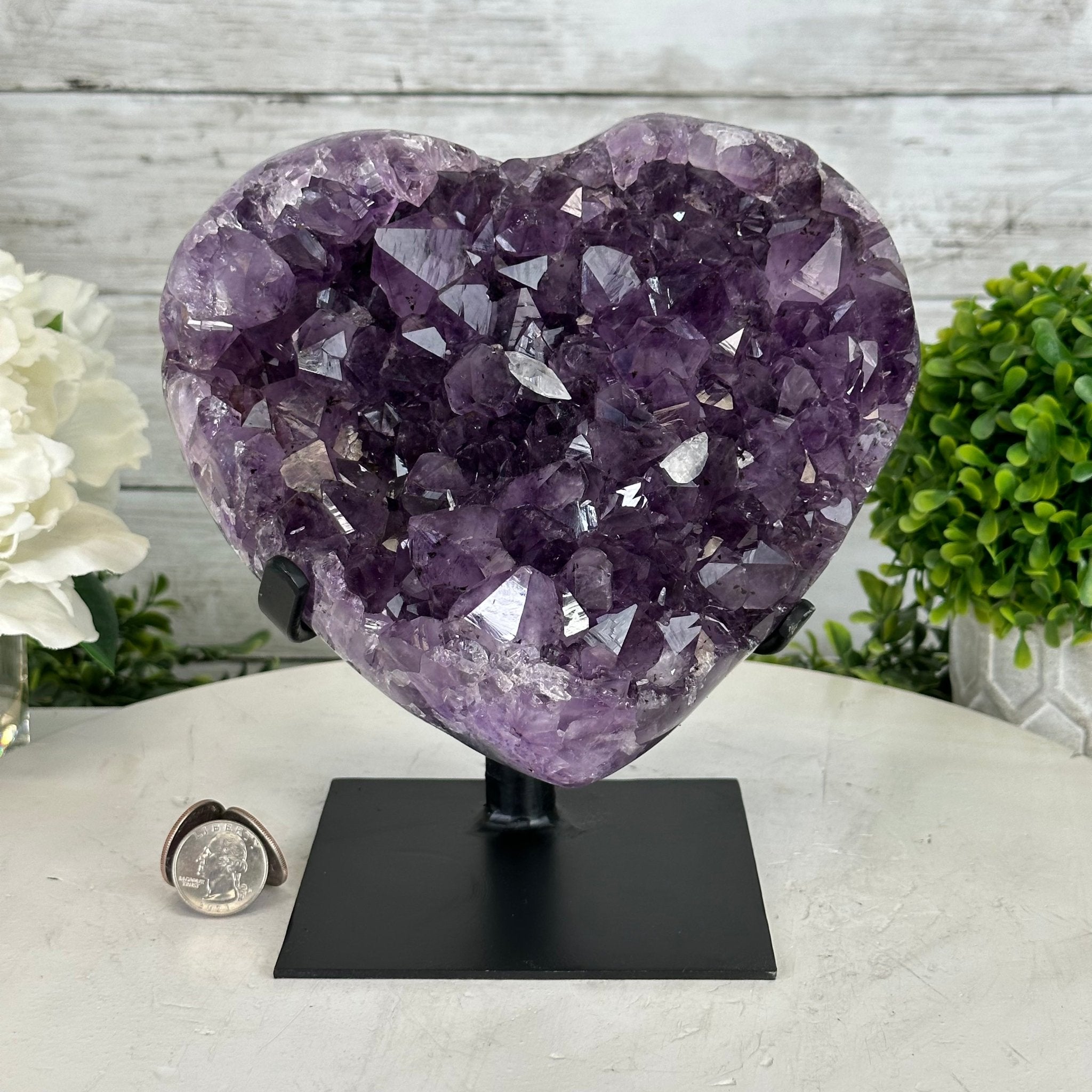 Extra Quality Amethyst Heart Geode w/ metal stand, 7.1 lbs & 8" Tall #5463-0292 - Brazil GemsBrazil GemsExtra Quality Amethyst Heart Geode w/ metal stand, 7.1 lbs & 8" Tall #5463-0292Hearts5463-0292