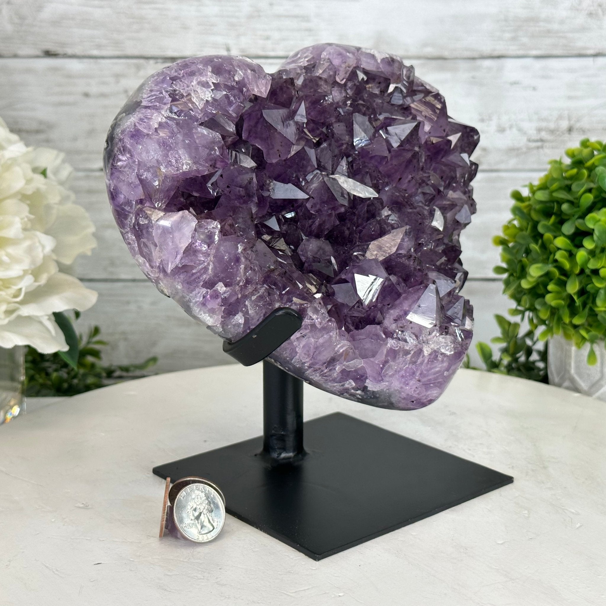 Extra Quality Amethyst Heart Geode w/ metal stand, 7.1 lbs & 8" Tall #5463-0292 - Brazil GemsBrazil GemsExtra Quality Amethyst Heart Geode w/ metal stand, 7.1 lbs & 8" Tall #5463-0292Hearts5463-0292