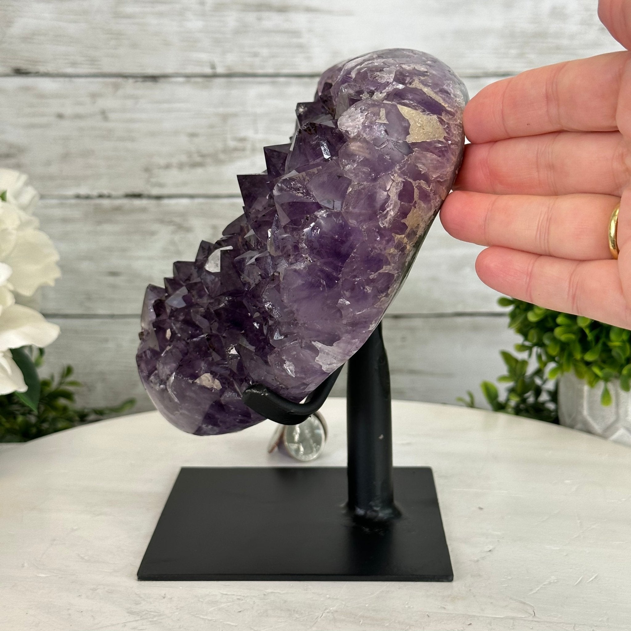 Extra Quality Amethyst Heart Geode w/ metal stand, 7.1 lbs & 8" Tall #5463-0292 - Brazil GemsBrazil GemsExtra Quality Amethyst Heart Geode w/ metal stand, 7.1 lbs & 8" Tall #5463-0292Hearts5463-0292