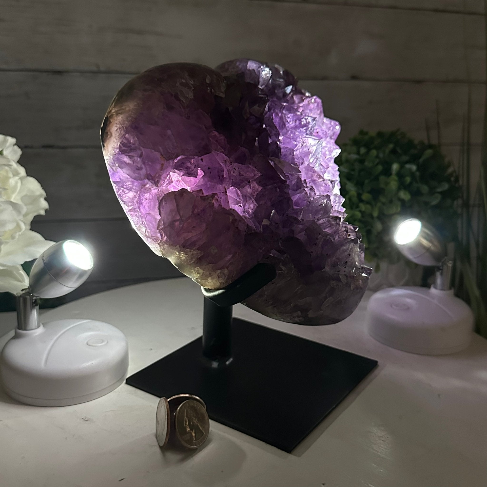 Extra Quality Amethyst Heart Geode w/ metal stand, 7.1 lbs & 8" Tall #5463-0292 - Brazil GemsBrazil GemsExtra Quality Amethyst Heart Geode w/ metal stand, 7.1 lbs & 8" Tall #5463-0292Hearts5463-0292