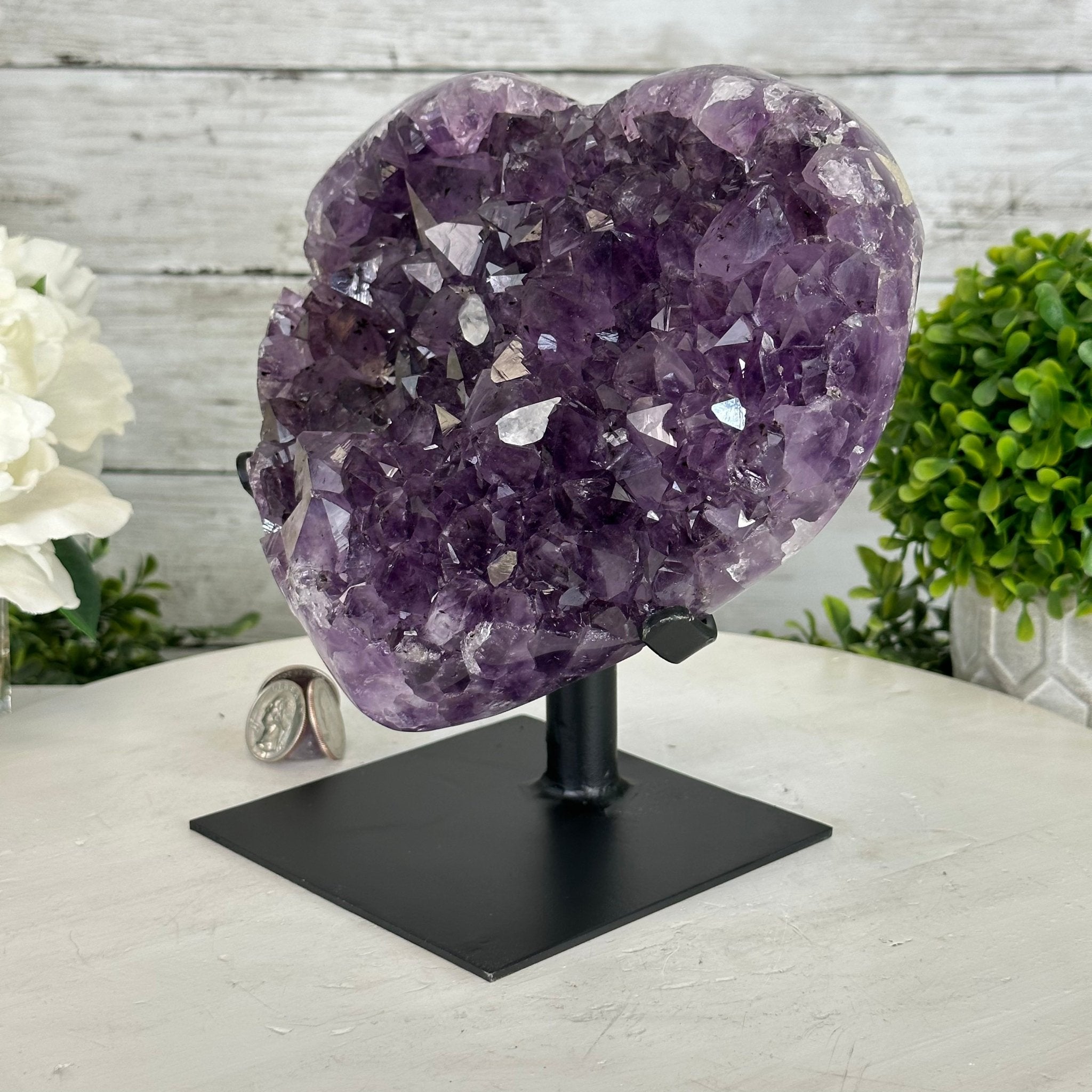 Extra Quality Amethyst Heart Geode w/ metal stand, 7.1 lbs & 8" Tall #5463-0292 - Brazil GemsBrazil GemsExtra Quality Amethyst Heart Geode w/ metal stand, 7.1 lbs & 8" Tall #5463-0292Hearts5463-0292
