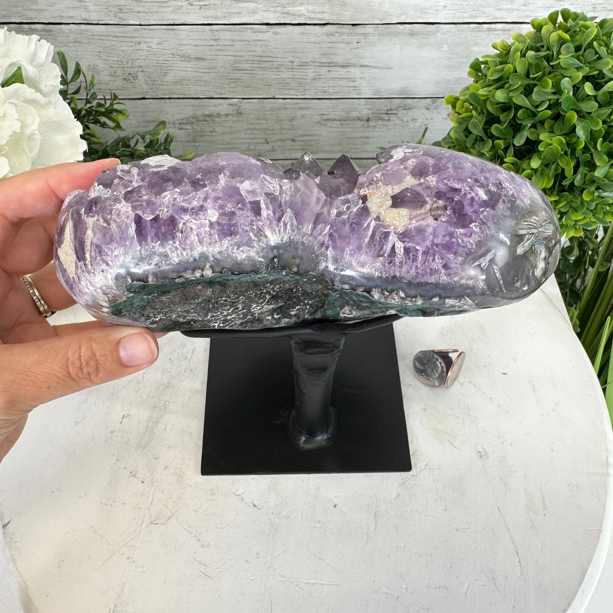 Extra Quality Amethyst Heart Geode w/ metal stand, 7.1 lbs & 8" Tall #5463-0292 - Brazil GemsBrazil GemsExtra Quality Amethyst Heart Geode w/ metal stand, 7.1 lbs & 8" Tall #5463-0292Hearts5463-0292