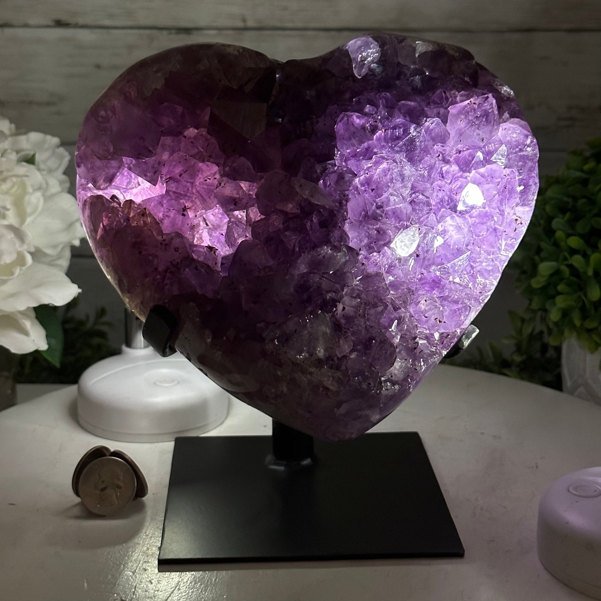 Extra Quality Amethyst Heart Geode w/ metal stand, 7.1 lbs & 8" Tall #5463-0292 - Brazil GemsBrazil GemsExtra Quality Amethyst Heart Geode w/ metal stand, 7.1 lbs & 8" Tall #5463-0292Hearts5463-0292
