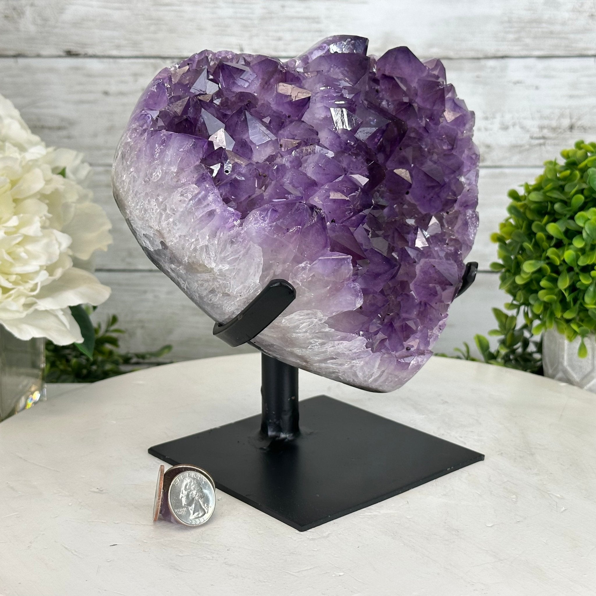 Extra Quality Amethyst Heart Geode w/ metal stand, 8.7 lbs & 8" Tall #5463-0293 - Brazil GemsBrazil GemsExtra Quality Amethyst Heart Geode w/ metal stand, 8.7 lbs & 8" Tall #5463-0293Hearts5463-0293