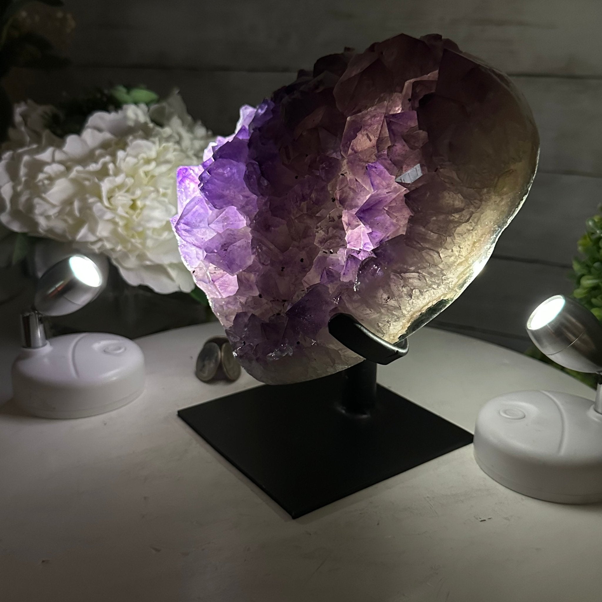 Extra Quality Amethyst Heart Geode w/ metal stand, 8.7 lbs & 8" Tall #5463-0293 - Brazil GemsBrazil GemsExtra Quality Amethyst Heart Geode w/ metal stand, 8.7 lbs & 8" Tall #5463-0293Hearts5463-0293
