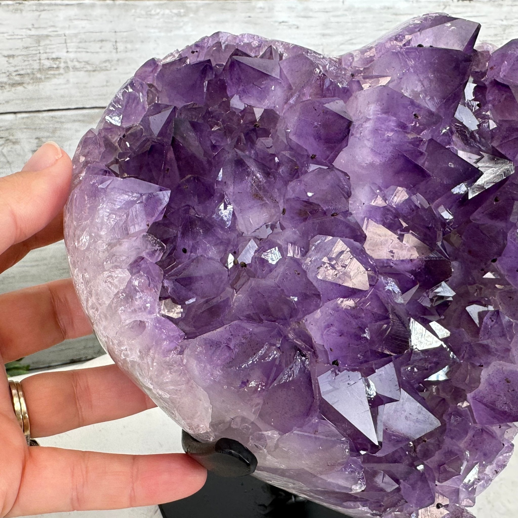 Extra Quality Amethyst Heart Geode w/ metal stand, 8.7 lbs & 8" Tall #5463-0293 - Brazil GemsBrazil GemsExtra Quality Amethyst Heart Geode w/ metal stand, 8.7 lbs & 8" Tall #5463-0293Hearts5463-0293