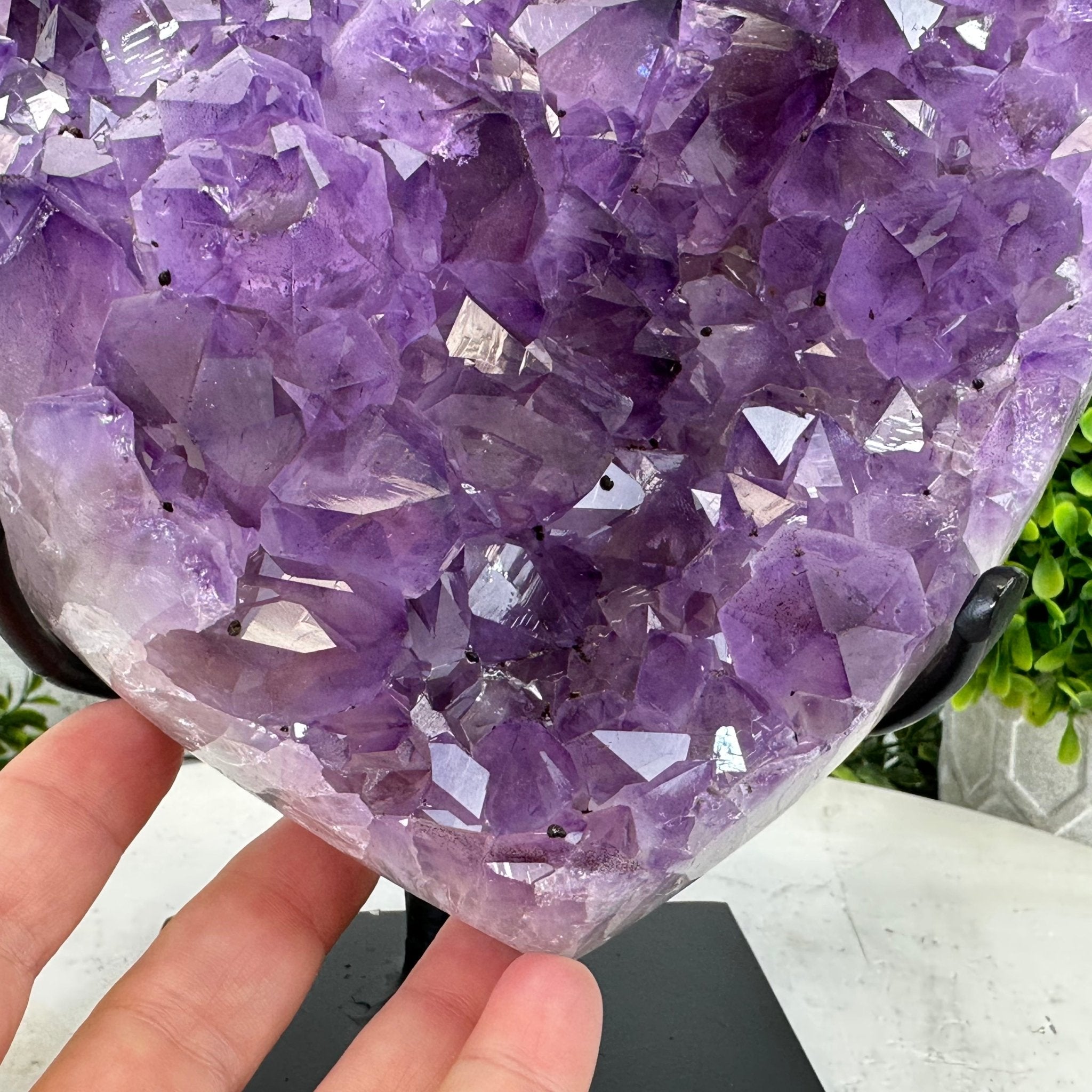Extra Quality Amethyst Heart Geode w/ metal stand, 8.7 lbs & 8" Tall #5463-0293 - Brazil GemsBrazil GemsExtra Quality Amethyst Heart Geode w/ metal stand, 8.7 lbs & 8" Tall #5463-0293Hearts5463-0293