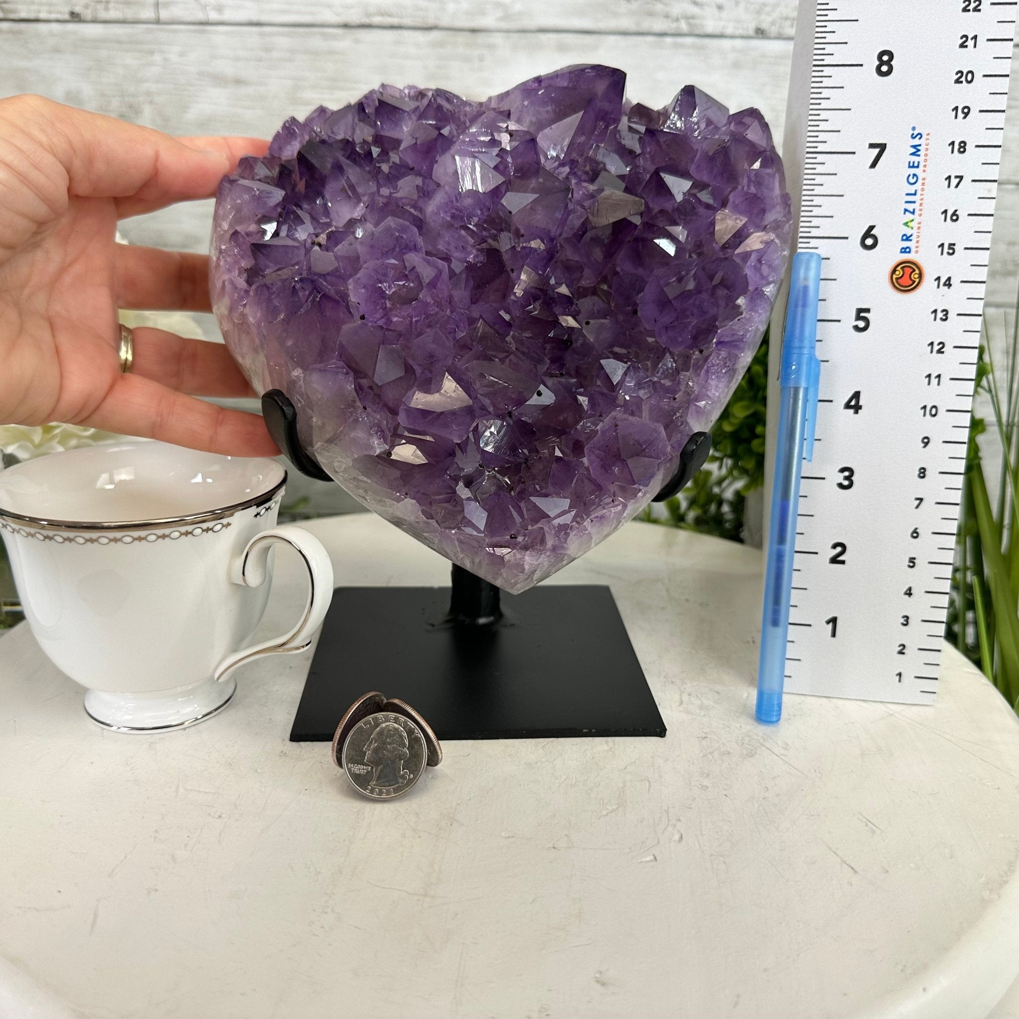 Extra Quality Amethyst Heart Geode w/ metal stand, 8.7 lbs & 8" Tall #5463-0293 - Brazil GemsBrazil GemsExtra Quality Amethyst Heart Geode w/ metal stand, 8.7 lbs & 8" Tall #5463-0293Hearts5463-0293