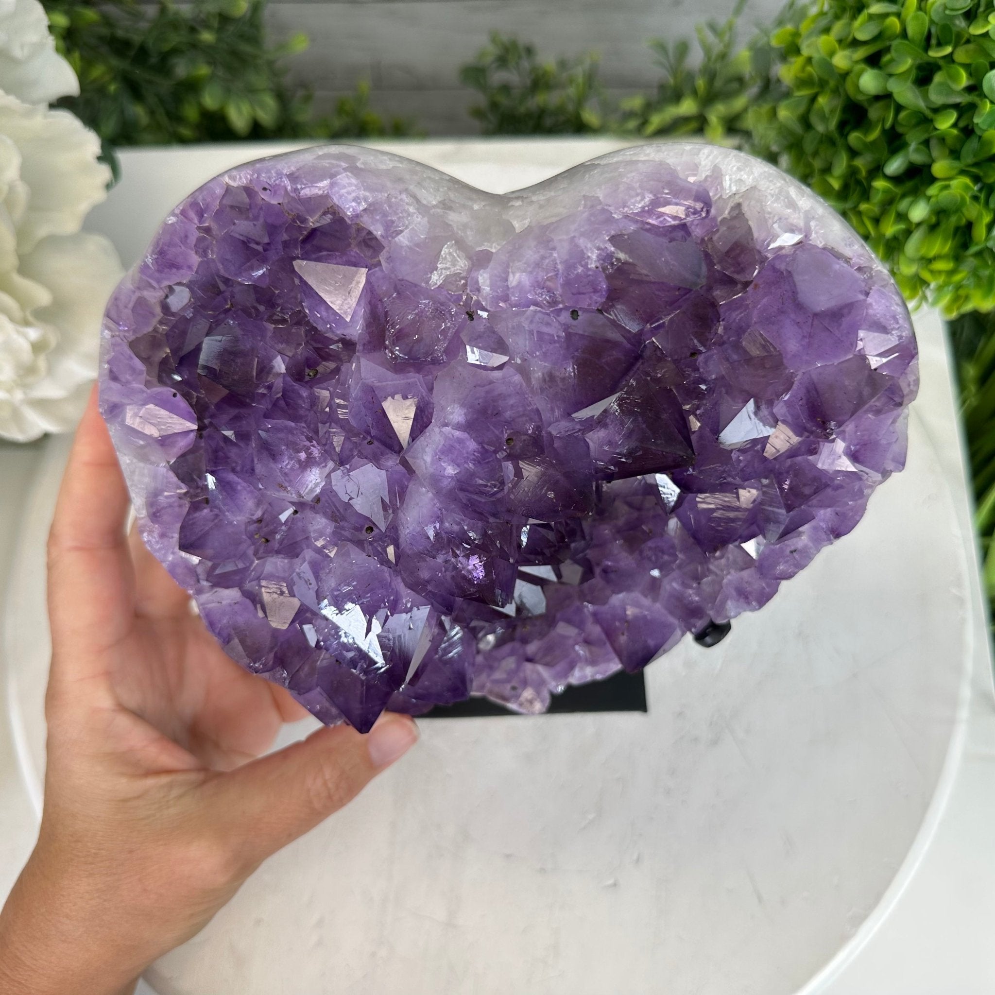 Extra Quality Amethyst Heart Geode w/ metal stand, 8.7 lbs & 8" Tall #5463-0293 - Brazil GemsBrazil GemsExtra Quality Amethyst Heart Geode w/ metal stand, 8.7 lbs & 8" Tall #5463-0293Hearts5463-0293