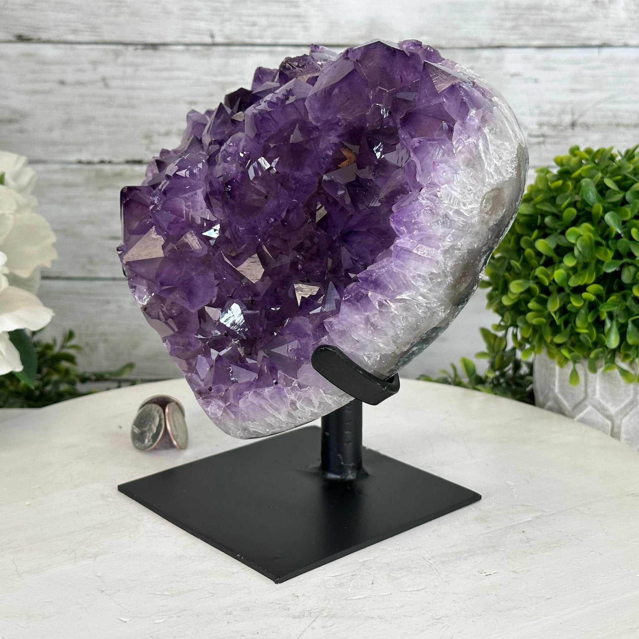 Extra Quality Amethyst Heart Geode w/ metal stand, 8.7 lbs & 8" Tall #5463-0293 - Brazil GemsBrazil GemsExtra Quality Amethyst Heart Geode w/ metal stand, 8.7 lbs & 8" Tall #5463-0293Hearts5463-0293