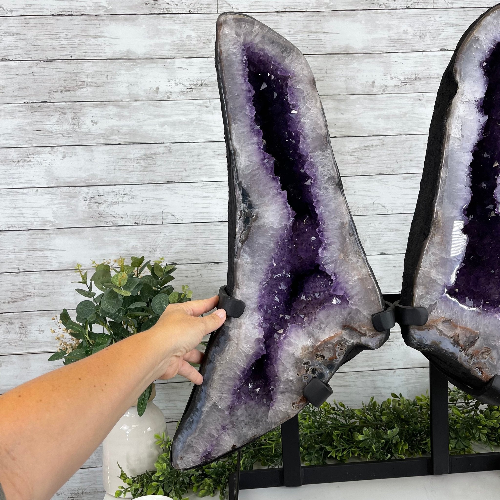 Extra Quality Amethyst Wings on a Metal Stand, 143.3 lbs, 30.5" Tall #5493-0019 - Brazil GemsBrazil GemsExtra Quality Amethyst Wings on a Metal Stand, 143.3 lbs, 30.5" Tall #5493-0019Amethyst Butterfly Wings5493-0019