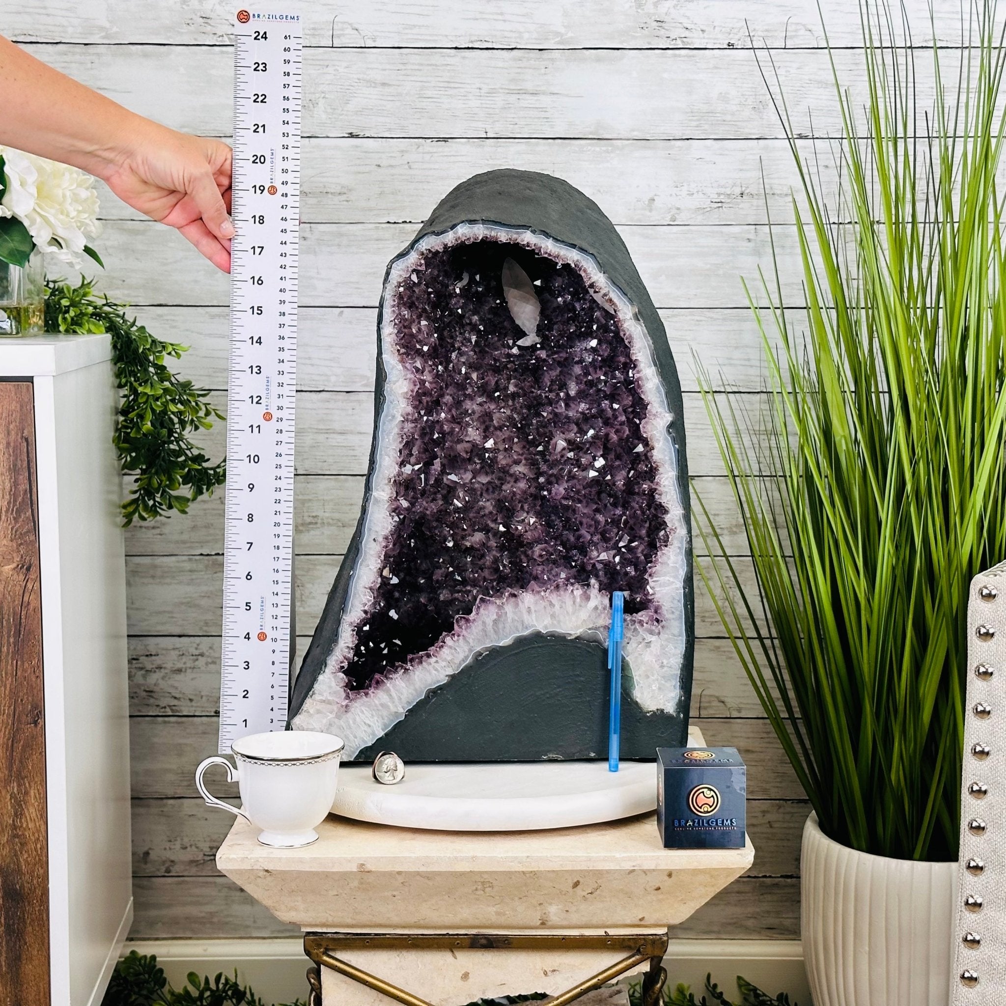 Extra Quality Brazilian Amethyst Cathedral, 85.6 lbs & 20.2” tall Model #5601-0741 by Brazil Gems - Brazil GemsBrazil GemsExtra Quality Brazilian Amethyst Cathedral, 85.6 lbs & 20.2” tall Model #5601-0741 by Brazil GemsCathedrals5601-0741