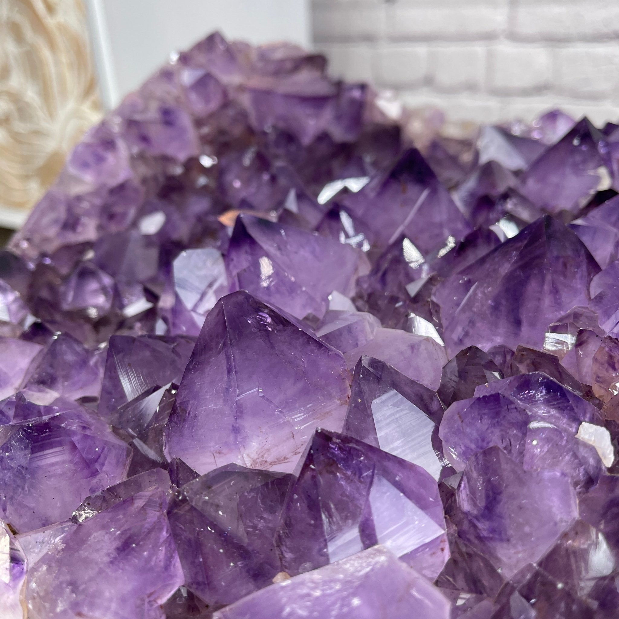 Extra Quality Brazilian Amethyst Coffee Table, 103.6 lbs & 16" tall #1385-0048 by Brazil Gems - Brazil GemsBrazil GemsExtra Quality Brazilian Amethyst Coffee Table, 103.6 lbs & 16" tall #1385-0048 by Brazil GemsTables: Coffee1385-0048