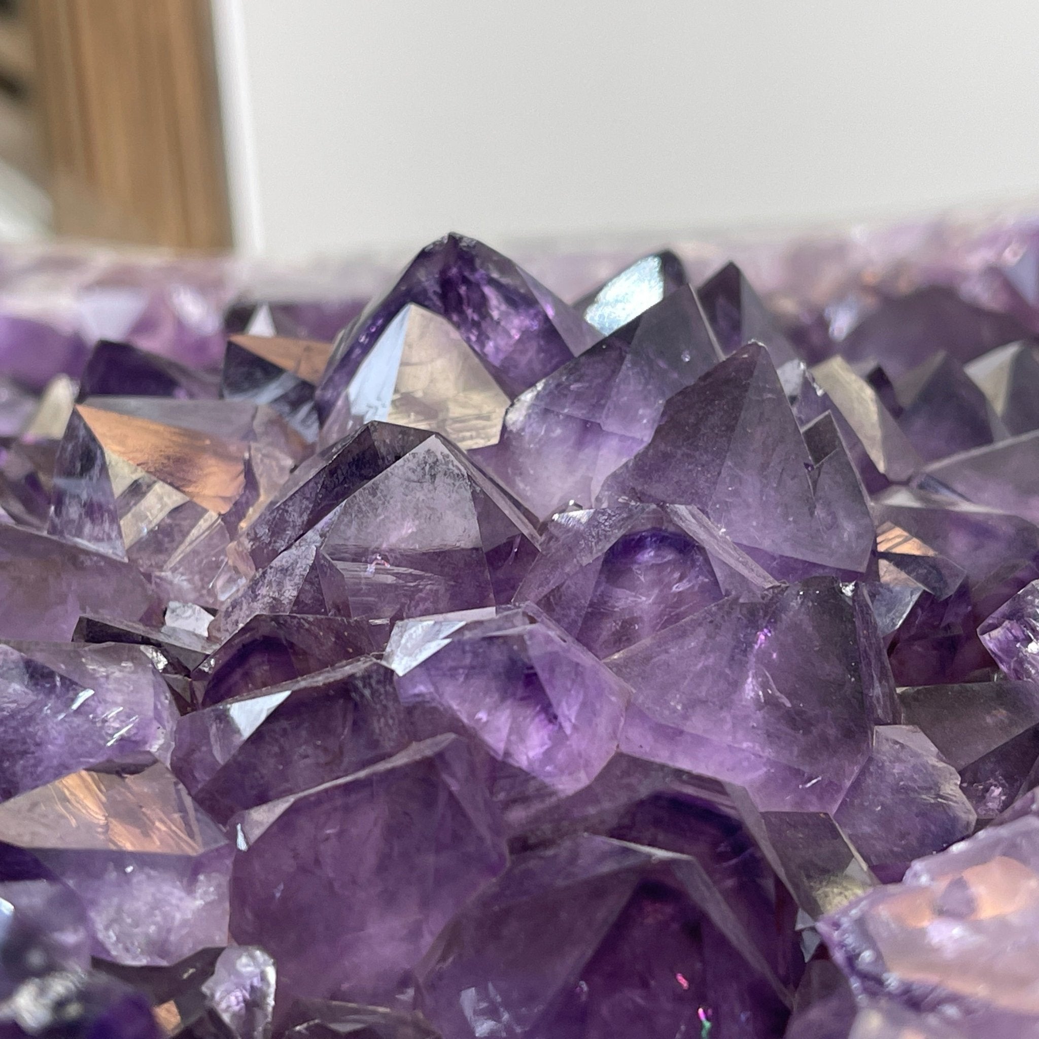 Extra Quality Brazilian Amethyst Coffee Table, 116.6 lbs & 16" tall #1385-0075 by Brazil Gems - Brazil GemsBrazil GemsExtra Quality Brazilian Amethyst Coffee Table, 116.6 lbs & 16" tall #1385-0075 by Brazil GemsTables: Coffee1385-0075