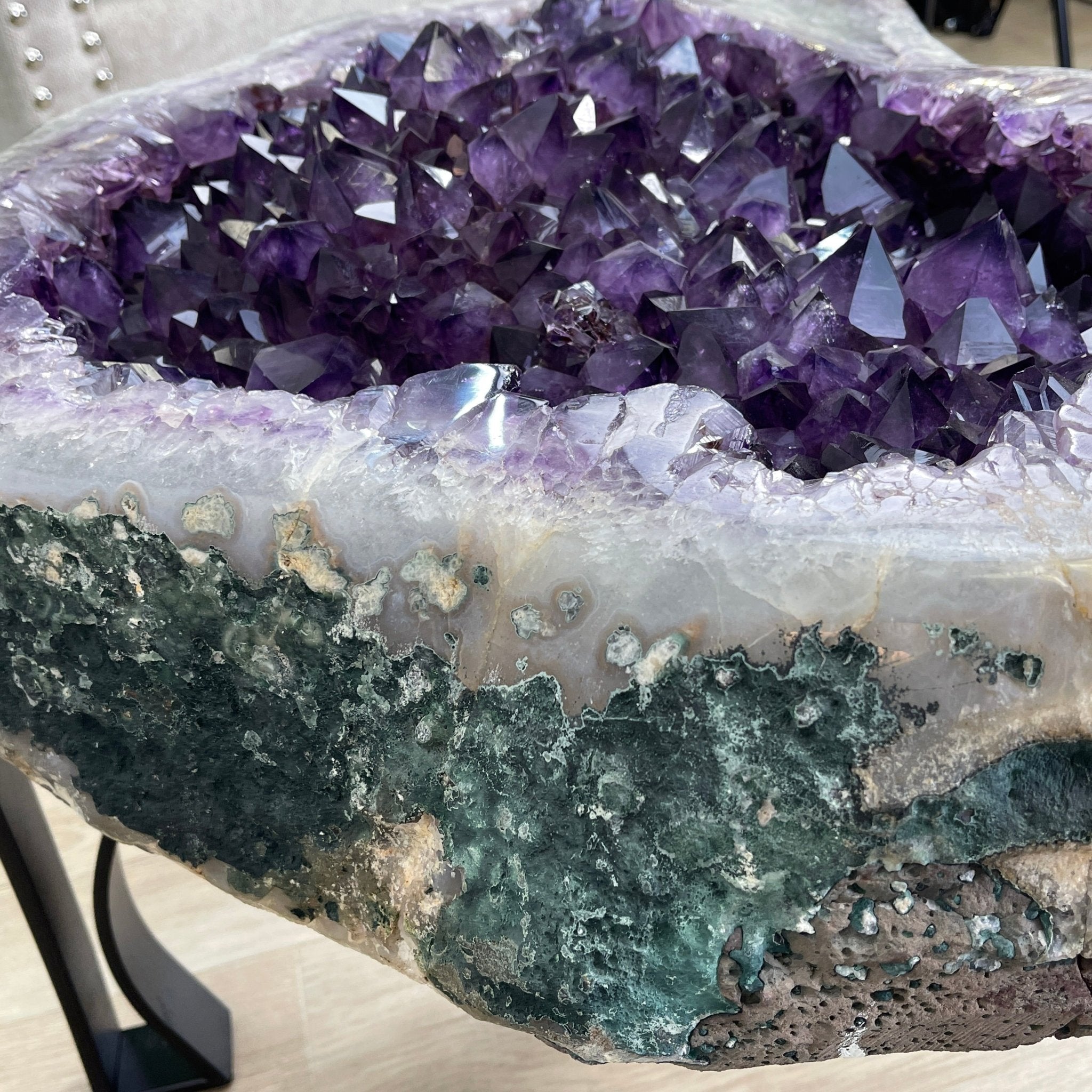 Extra Quality Brazilian Amethyst Coffee Table, 116.6 lbs & 16" tall #1385-0075 by Brazil Gems - Brazil GemsBrazil GemsExtra Quality Brazilian Amethyst Coffee Table, 116.6 lbs & 16" tall #1385-0075 by Brazil GemsTables: Coffee1385-0075