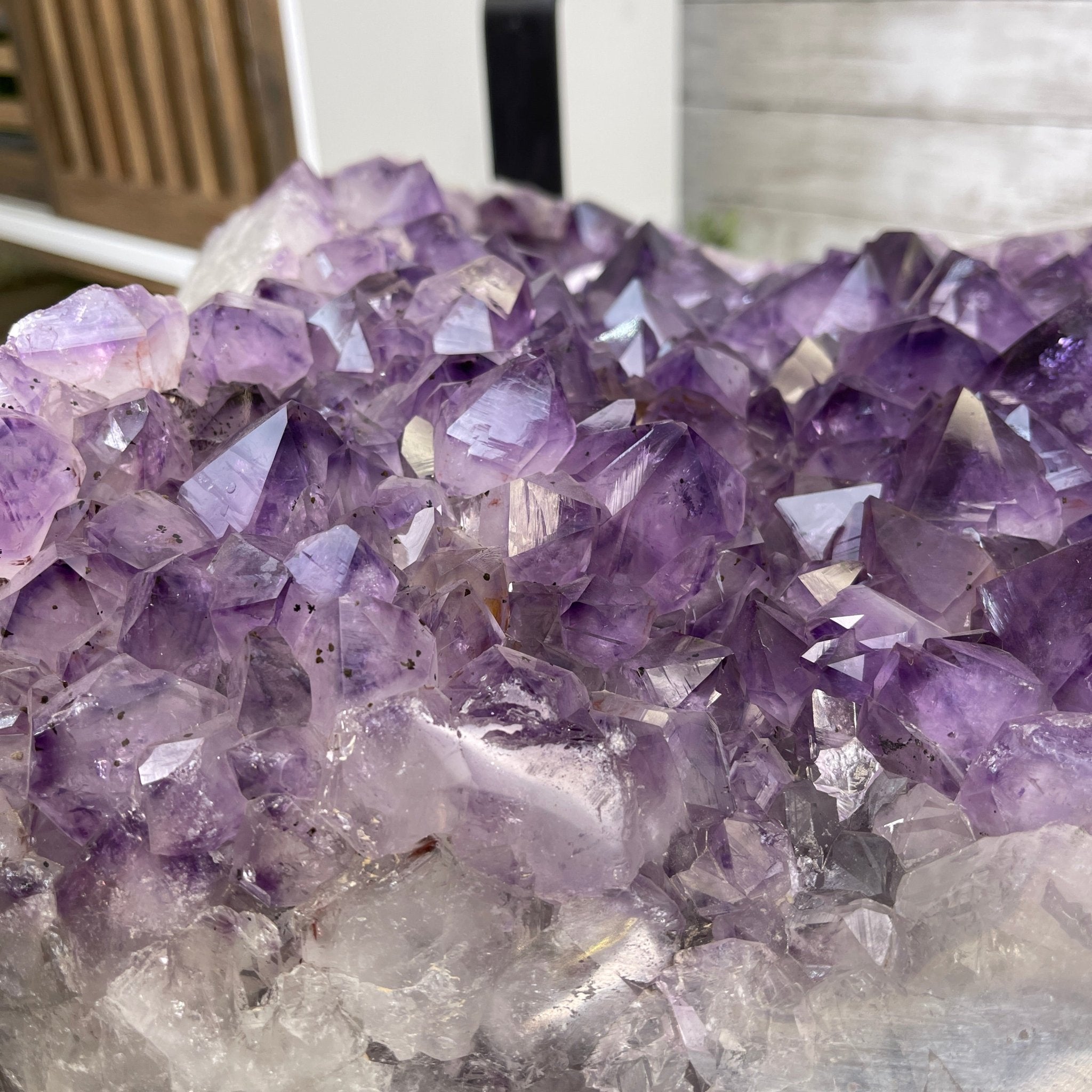 Extra Quality Brazilian Amethyst Coffee Table, 196.2 lbs & 16" tall Model #1385-0071 by Brazil Gems - Brazil GemsBrazil GemsExtra Quality Brazilian Amethyst Coffee Table, 196.2 lbs & 16" tall Model #1385-0071 by Brazil GemsTables: Coffee1385-0071