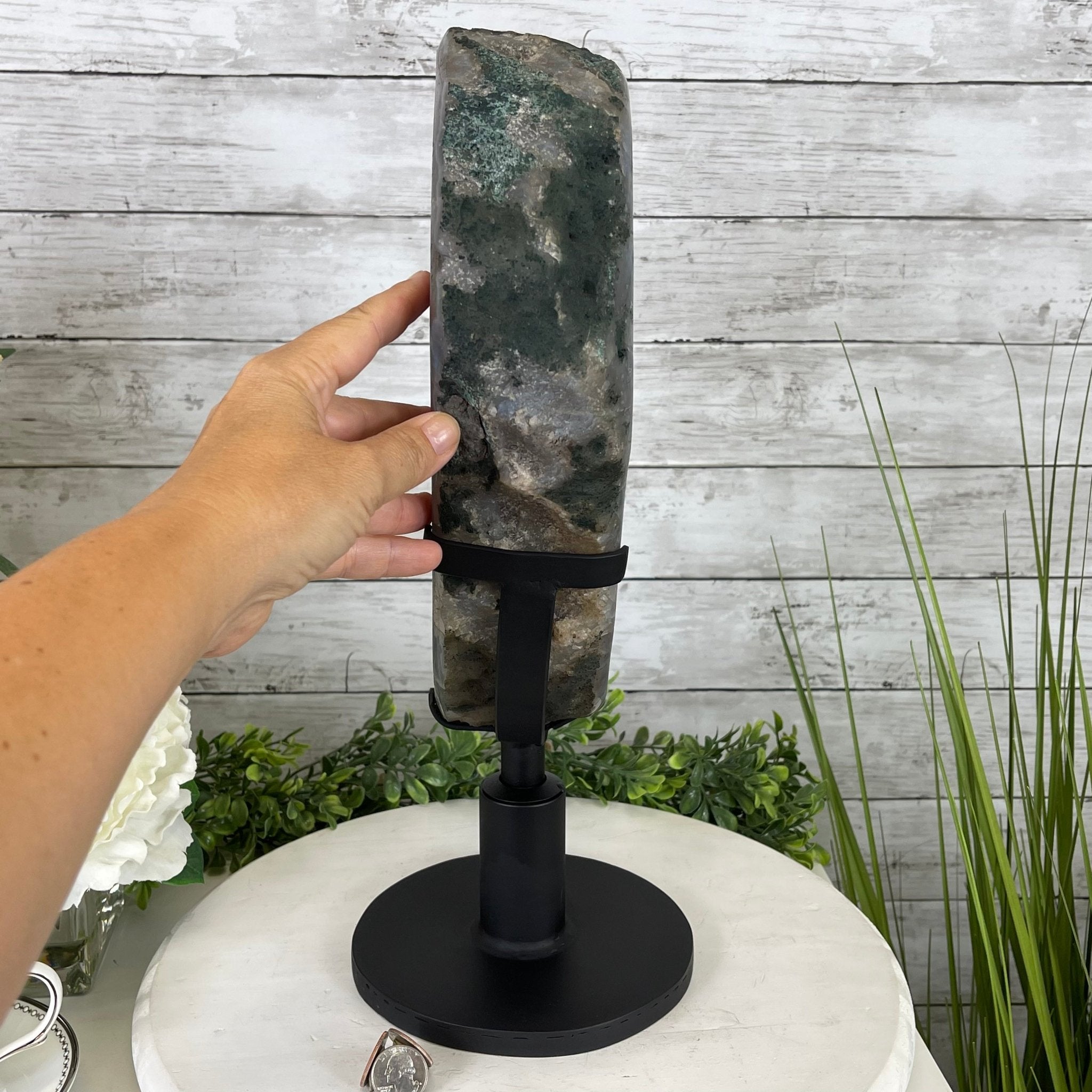 Extra Quality Brazilian Amethyst Crystal on a Rotating Stand, 24.4 lbs & 17.2" tall Model #5604-0084 by Brazil Gems - Brazil GemsBrazil GemsExtra Quality Brazilian Amethyst Crystal on a Rotating Stand, 24.4 lbs & 17.2" tall Model #5604-0084 by Brazil GemsPortals on Rotating Bases5604-0084