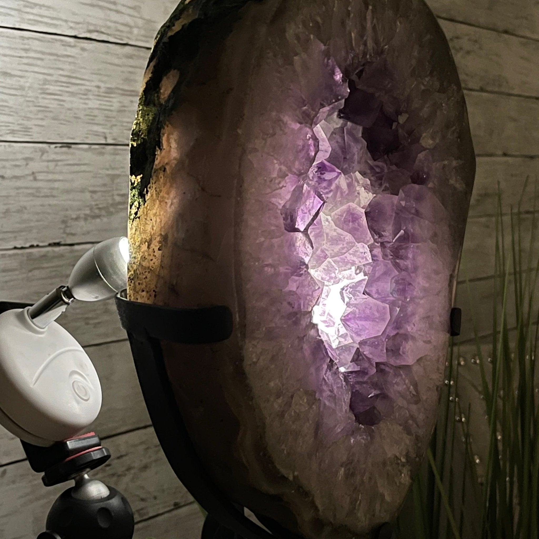 Extra Quality Brazilian Amethyst Crystal on a Rotating Stand, 24.4 lbs & 17.2" tall Model #5604-0084 by Brazil Gems - Brazil GemsBrazil GemsExtra Quality Brazilian Amethyst Crystal on a Rotating Stand, 24.4 lbs & 17.2" tall Model #5604-0084 by Brazil GemsPortals on Rotating Bases5604-0084