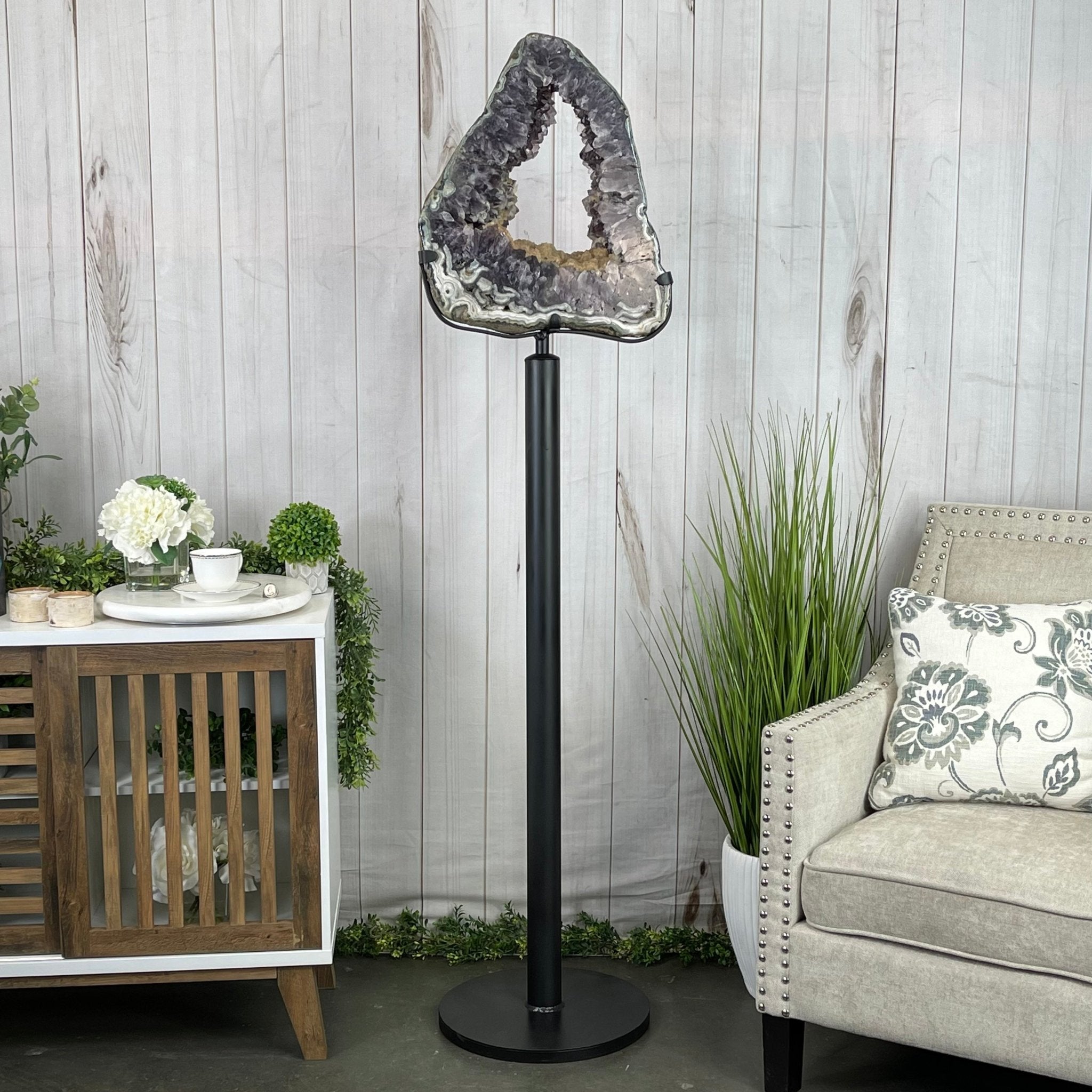 Extra Quality Brazilian Amethyst Crystal Portal on a Tall Rotating Stand, 81.6 lbs & 70" tall Model #5604-0104 by Brazil Gems - Brazil GemsBrazil GemsExtra Quality Brazilian Amethyst Crystal Portal on a Tall Rotating Stand, 81.6 lbs & 70" tall Model #5604-0104 by Brazil GemsPortals on Rotating Bases5604-0104