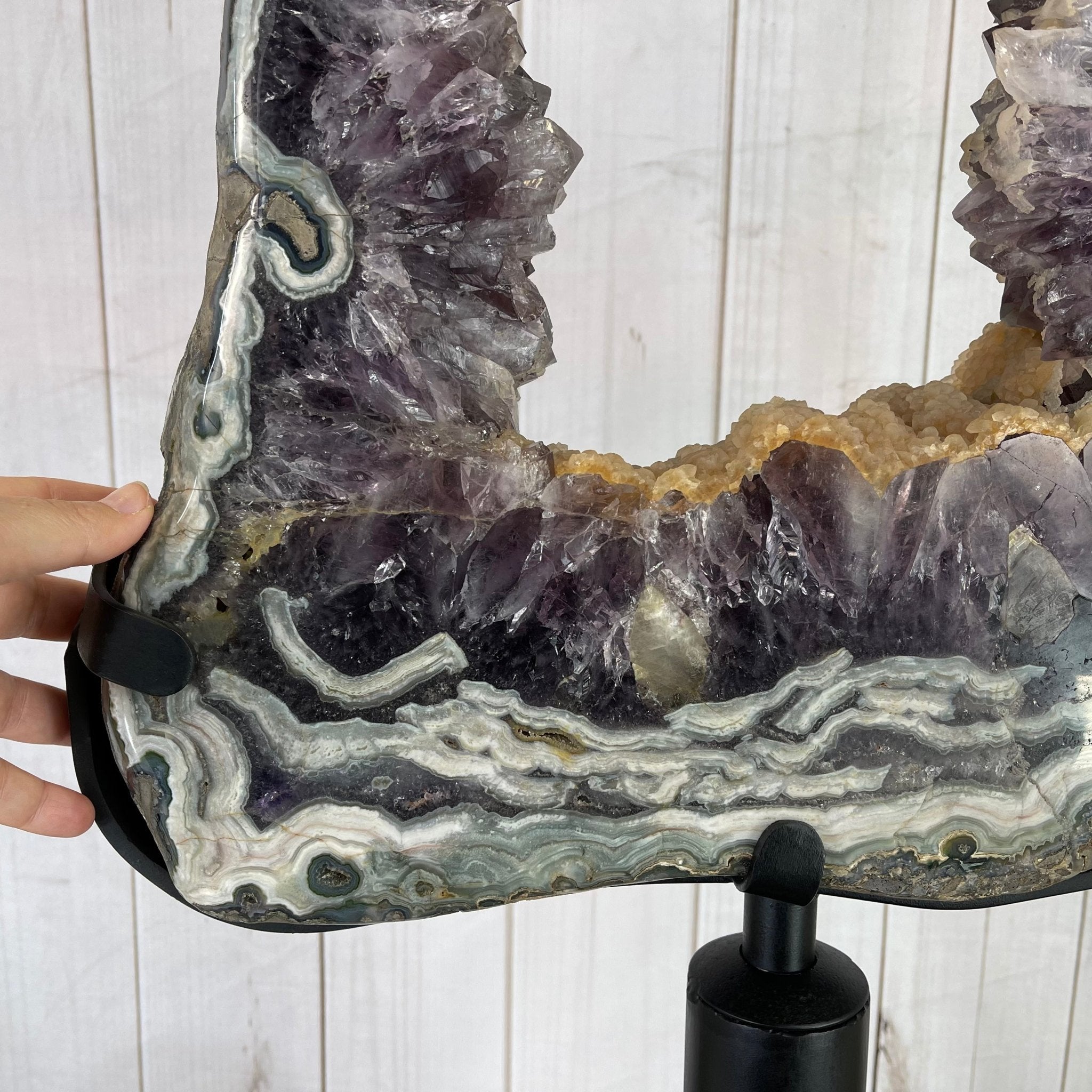 Extra Quality Brazilian Amethyst Crystal Portal on a Tall Rotating Stand, 81.6 lbs & 70" tall Model #5604-0104 by Brazil Gems - Brazil GemsBrazil GemsExtra Quality Brazilian Amethyst Crystal Portal on a Tall Rotating Stand, 81.6 lbs & 70" tall Model #5604-0104 by Brazil GemsPortals on Rotating Bases5604-0104