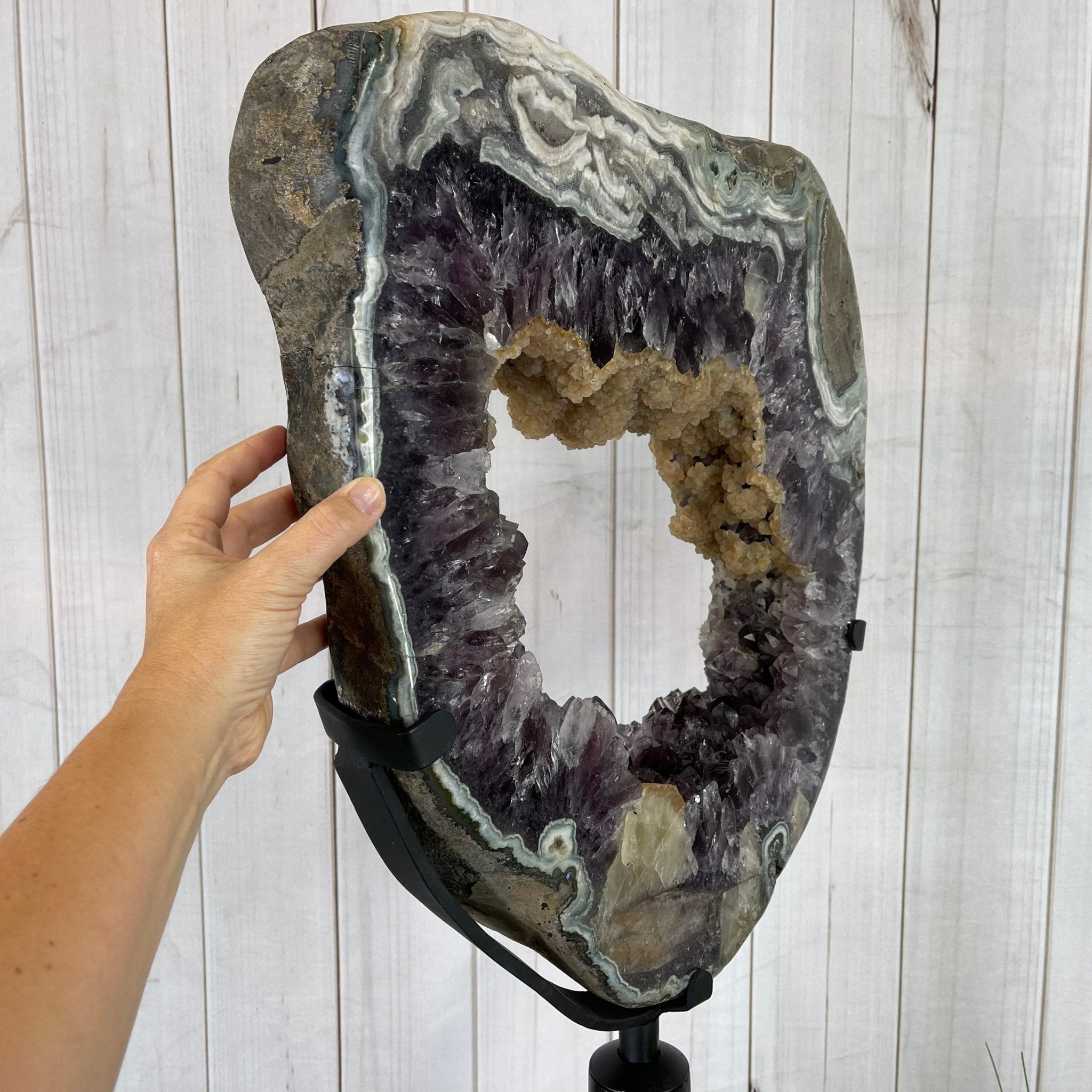 Extra Quality Brazilian Amethyst Crystal Portal on a Tall Rotating Stand, 92.6 lbs & 70.75" tall Model #5604-0105 by Brazil Gems - Brazil GemsBrazil GemsExtra Quality Brazilian Amethyst Crystal Portal on a Tall Rotating Stand, 92.6 lbs & 70.75" tall Model #5604-0105 by Brazil GemsPortals on Rotating Bases5604-0105