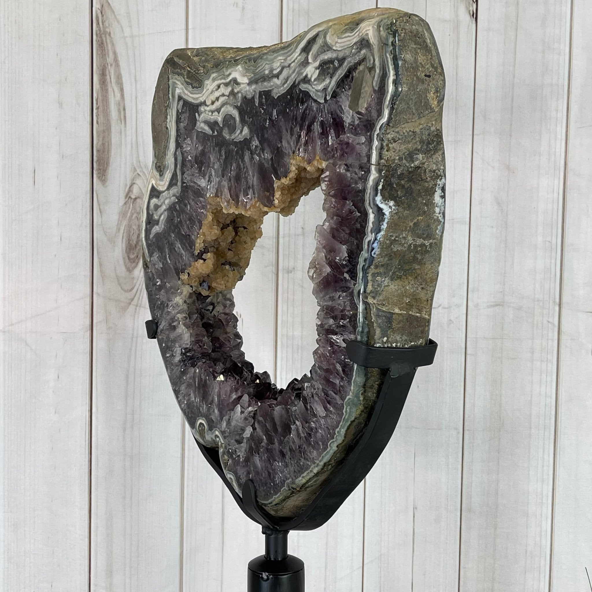Extra Quality Brazilian Amethyst Crystal Portal on a Tall Rotating Stand, 92.6 lbs & 70.75" tall Model #5604-0105 by Brazil Gems - Brazil GemsBrazil GemsExtra Quality Brazilian Amethyst Crystal Portal on a Tall Rotating Stand, 92.6 lbs & 70.75" tall Model #5604-0105 by Brazil GemsPortals on Rotating Bases5604-0105