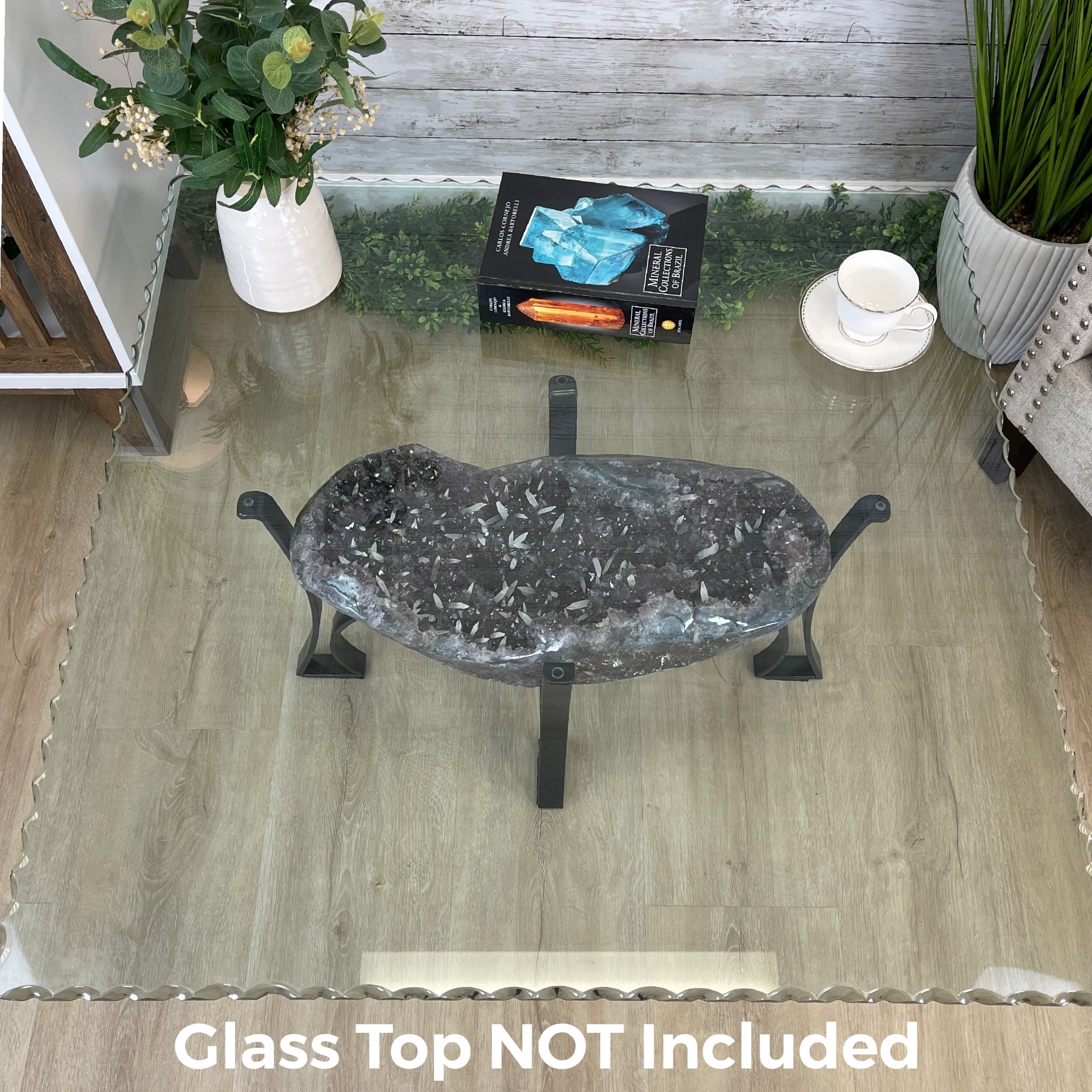 Extra Quality Brazilian Amethyst Geode Coffee Table, 84.1 lbs & 15.5" tall #1385-0079 by Brazil Gems - Brazil GemsBrazil GemsExtra Quality Brazilian Amethyst Geode Coffee Table, 84.1 lbs & 15.5" tall #1385-0079 by Brazil GemsTables: Coffee1385-0079