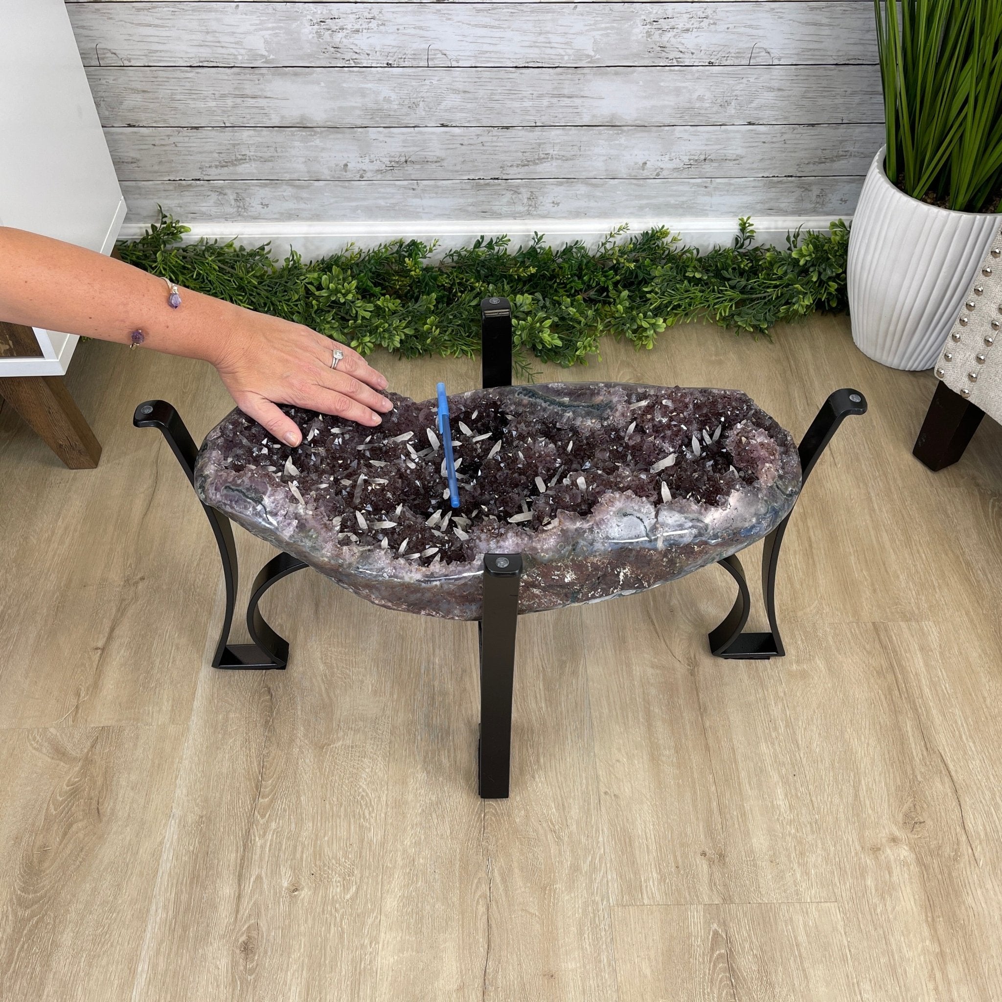 Extra Quality Brazilian Amethyst Geode Coffee Table, 84.1 lbs & 15.5" tall #1385-0079 by Brazil Gems - Brazil GemsBrazil GemsExtra Quality Brazilian Amethyst Geode Coffee Table, 84.1 lbs & 15.5" tall #1385-0079 by Brazil GemsTables: Coffee1385-0079