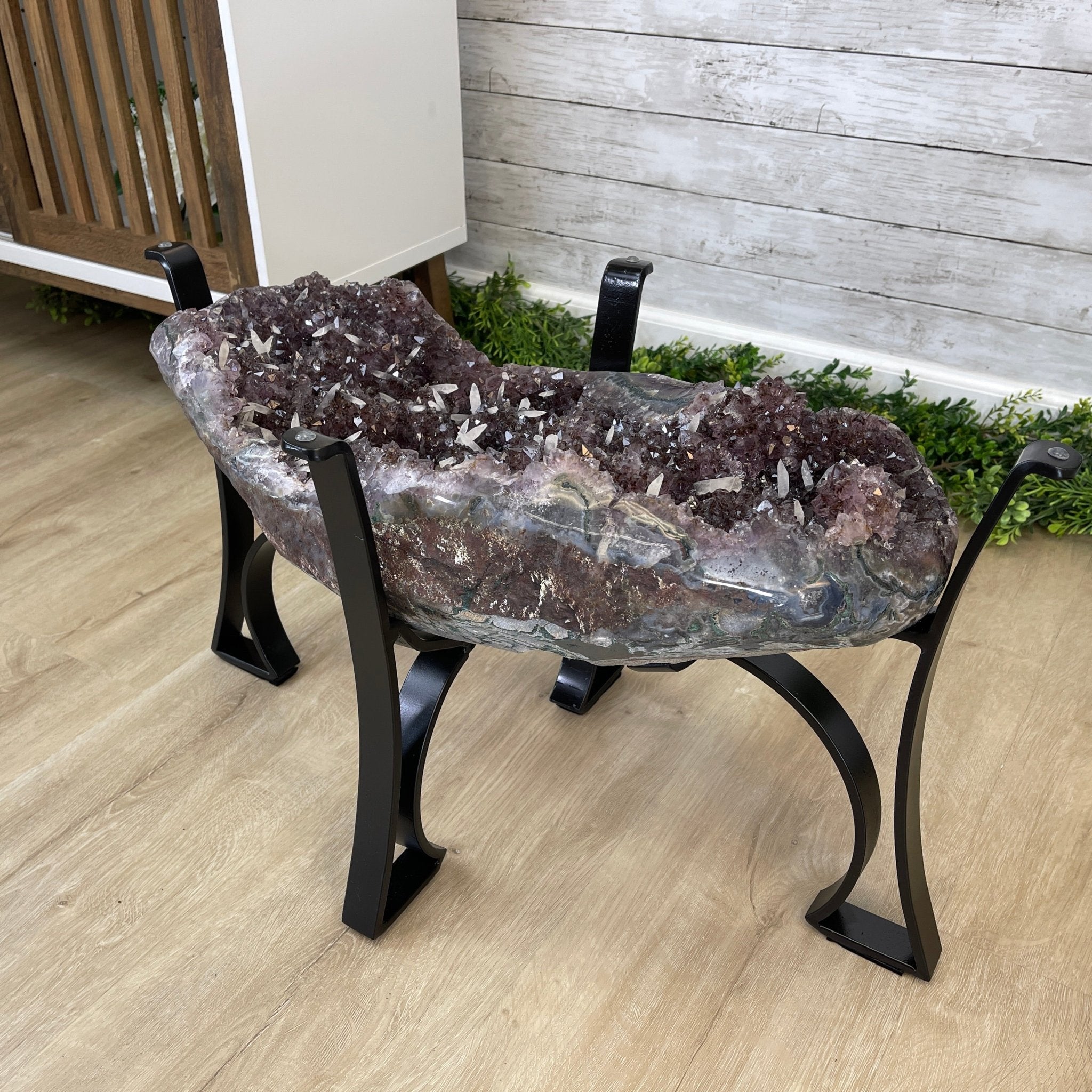 Extra Quality Brazilian Amethyst Geode Coffee Table, 84.1 lbs & 15.5" tall #1385-0079 by Brazil Gems - Brazil GemsBrazil GemsExtra Quality Brazilian Amethyst Geode Coffee Table, 84.1 lbs & 15.5" tall #1385-0079 by Brazil GemsTables: Coffee1385-0079
